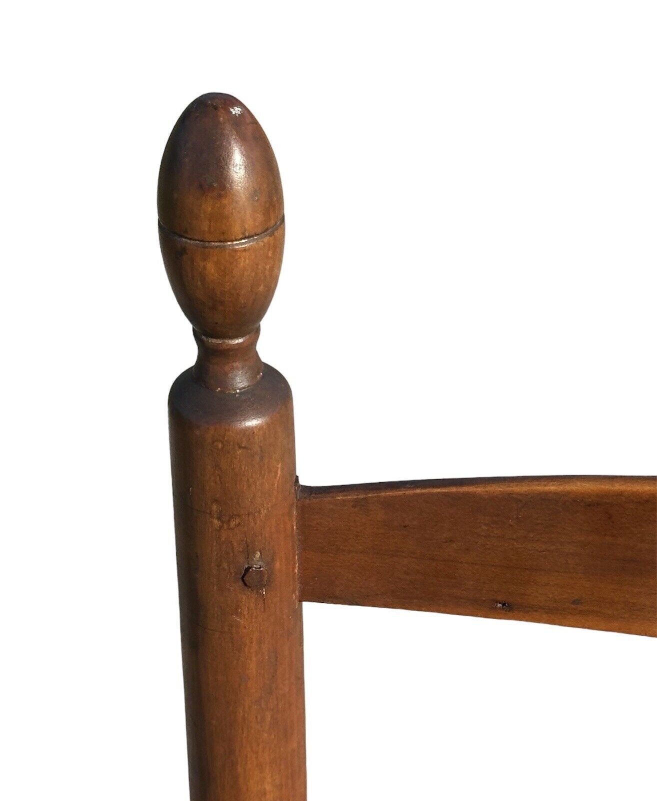 Antique 19th Century New England Ladderback Side Chair With Lemon Top Finials