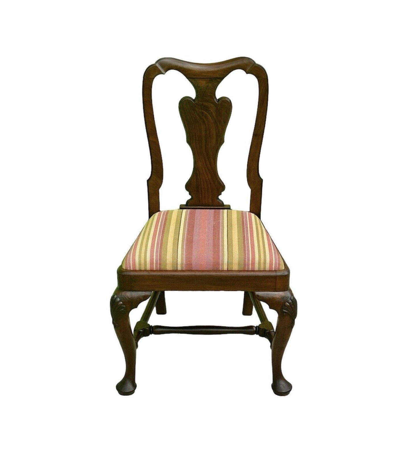 Set of Ten Queen Anne Style Walnut Shell Carved Dining Chairs With Penguin Backs