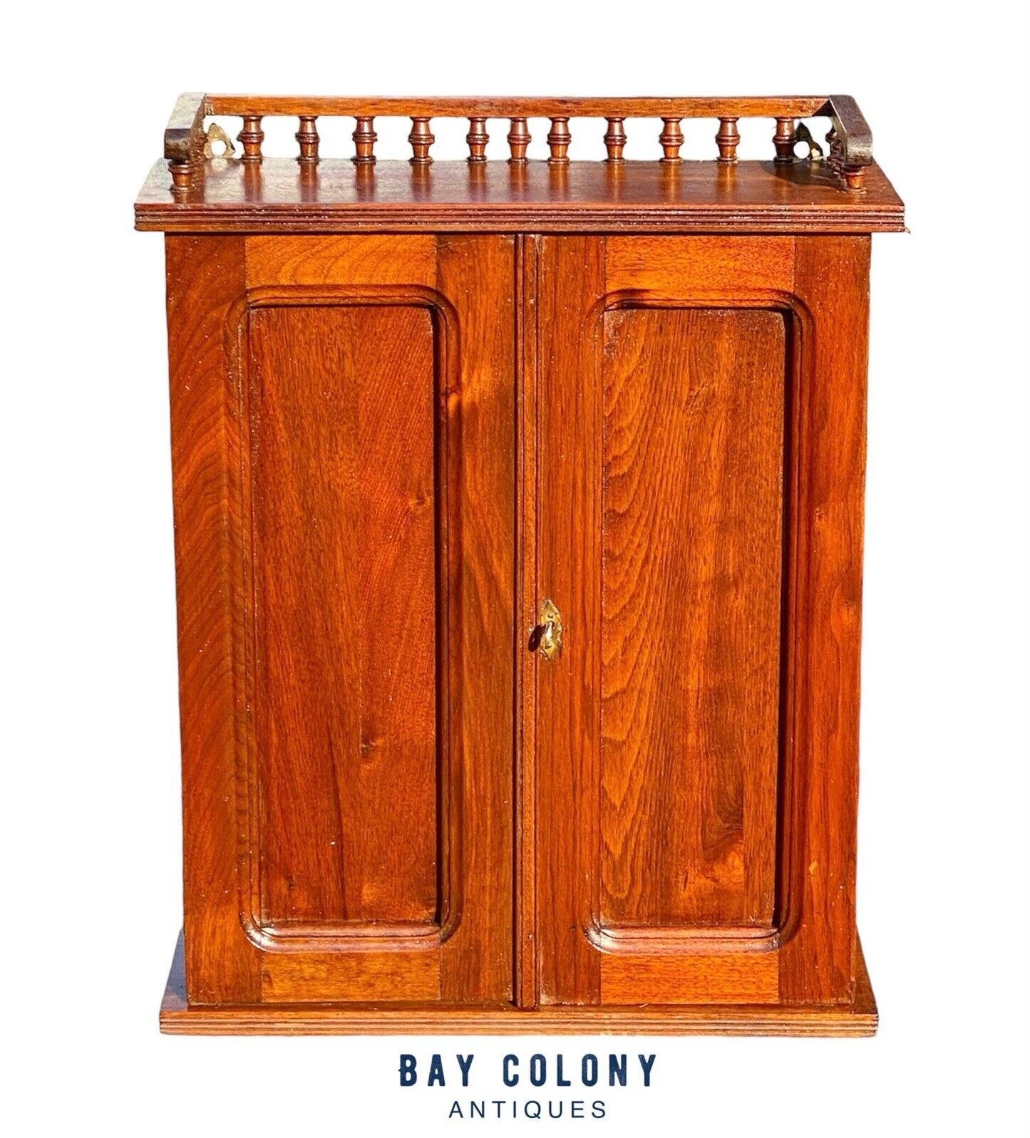 Antique Victorian Walnut Double Door Hanging Cabinet / Medicine Cabinet