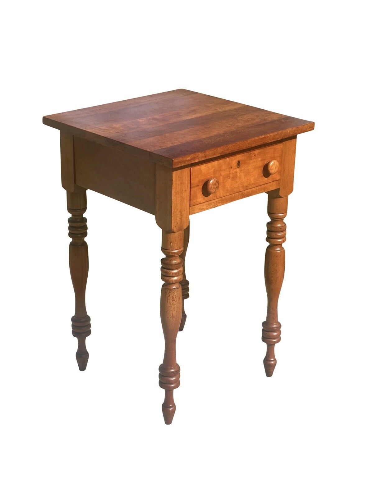 Pair of Antique Sheraton Style Cherry Kentucky Single Drawer Bedside Nightstands