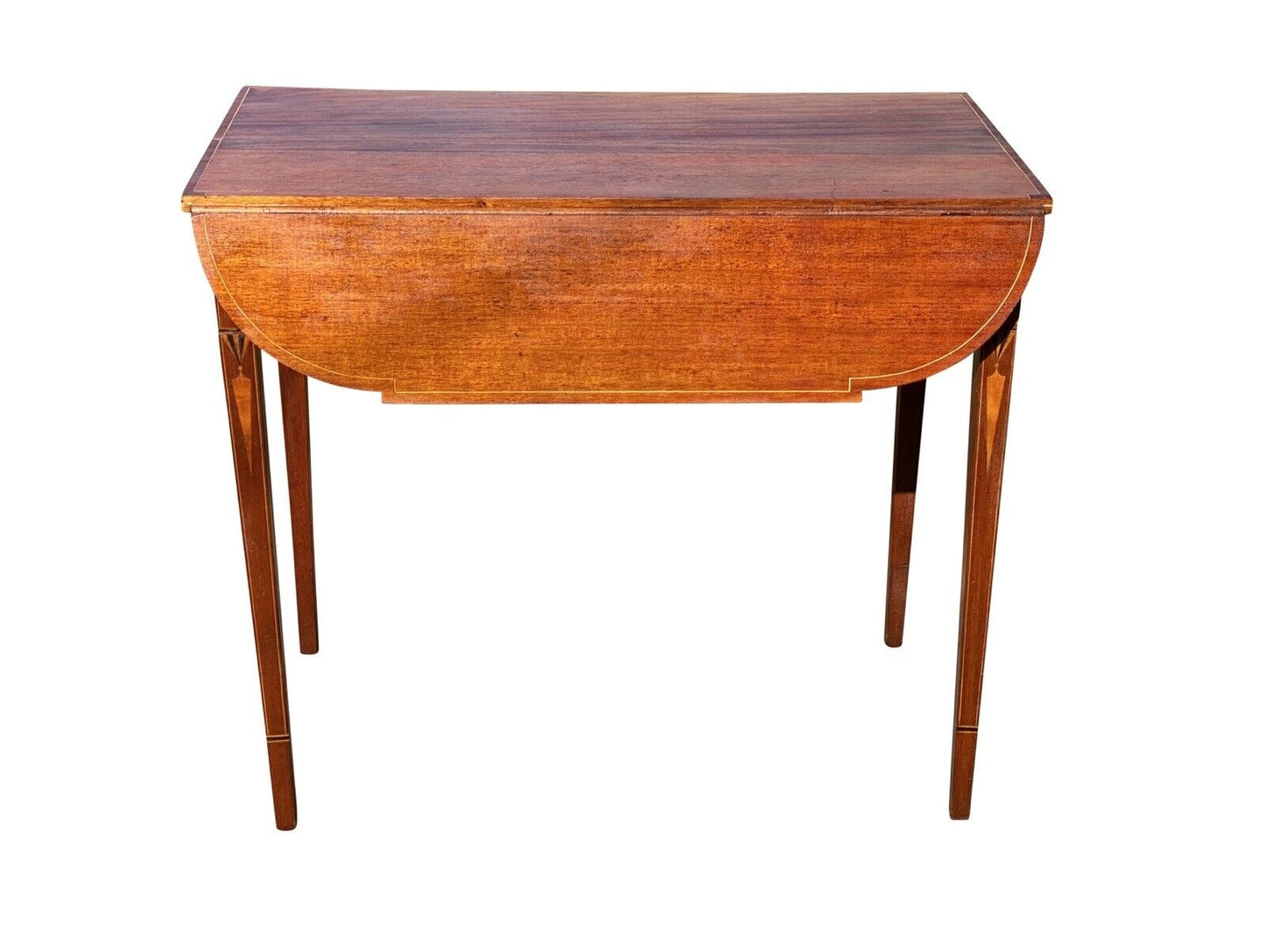 Antique Mahogany Drop Leaf Table with Drawer & Icicle Inlaid Legs