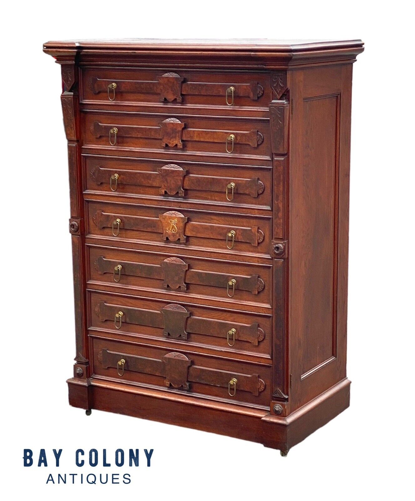 Antique Victorian Lockside Chest of Drawers with Fall Front Desk Section