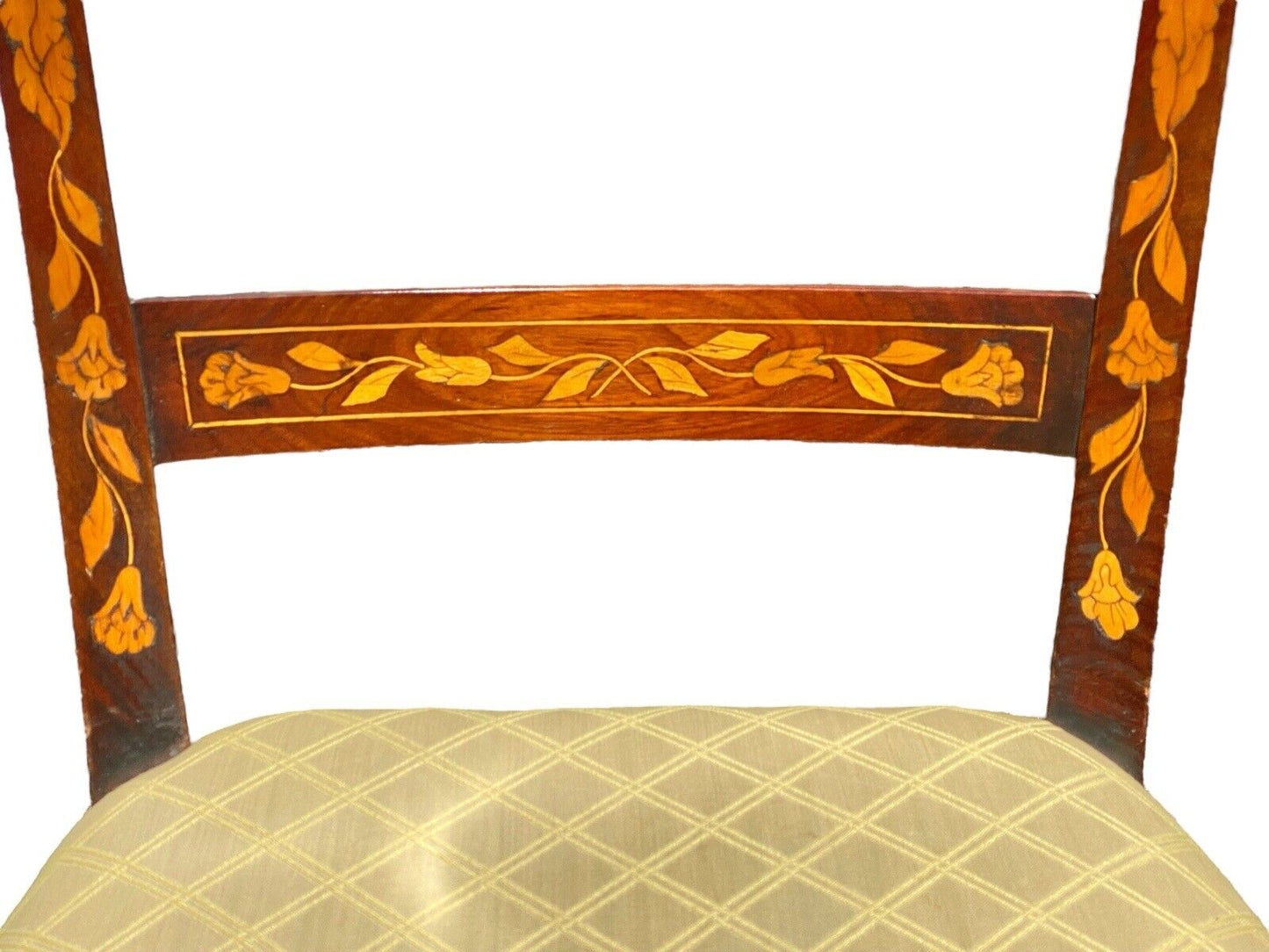 Antique Mahogany Side Chair with Floral Marquetry Inlay