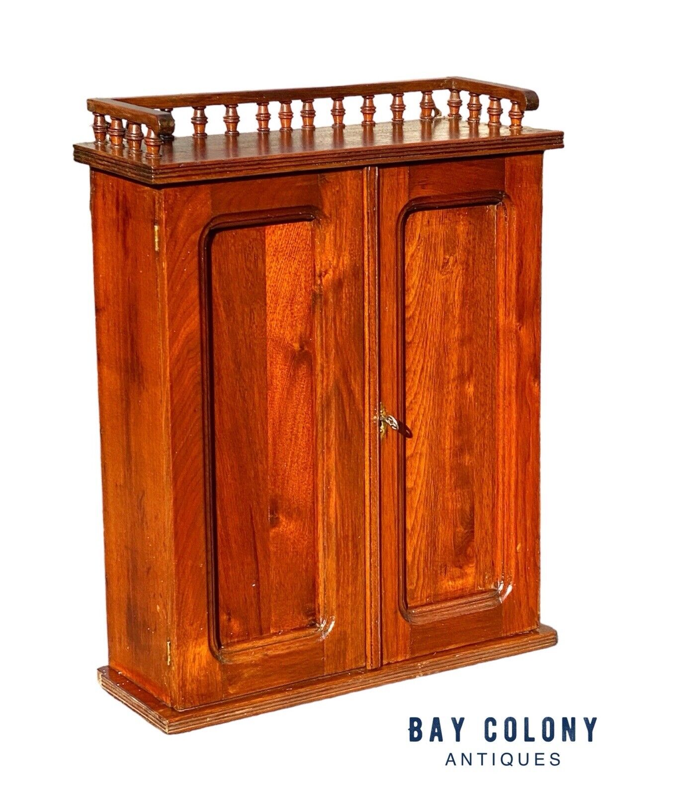 Antique Victorian Walnut Double Door Hanging Cabinet / Medicine Cabinet