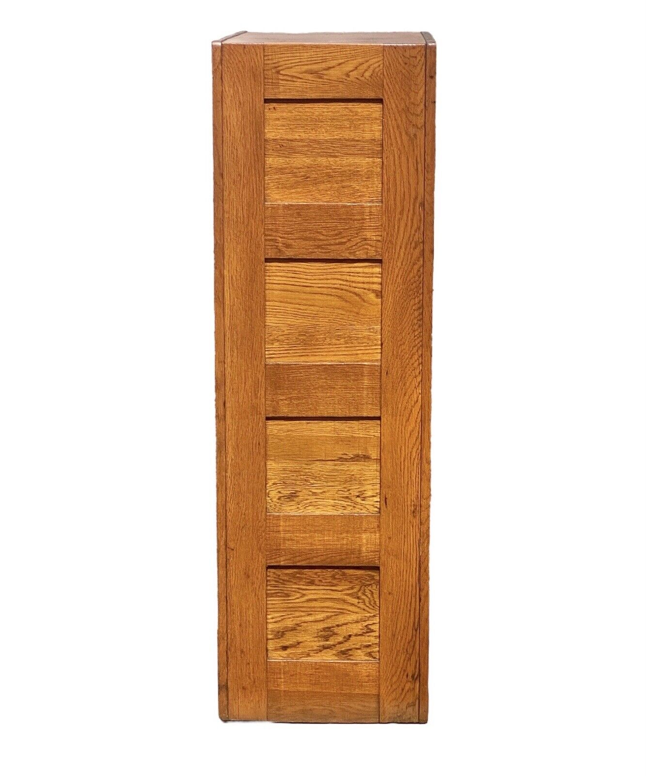 Antique Tiger Oak 4 Drawer Wood File Cabinet
