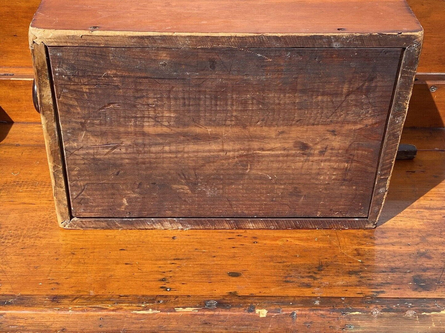 Antique Country Primitive Pine Cobblers Bench / Coffee Table with 3 Drawers