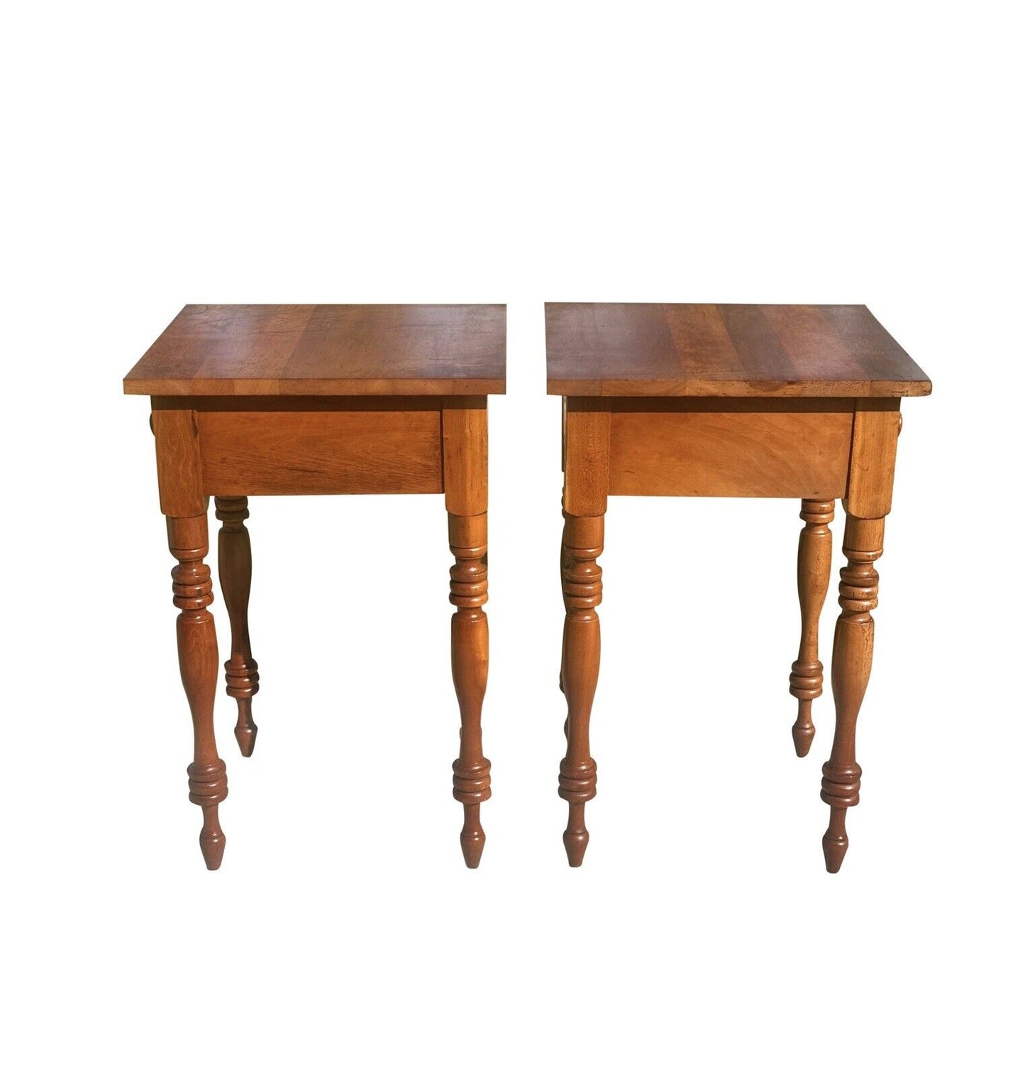 Pair of Antique Sheraton Style Cherry Kentucky Single Drawer Bedside Nightstands