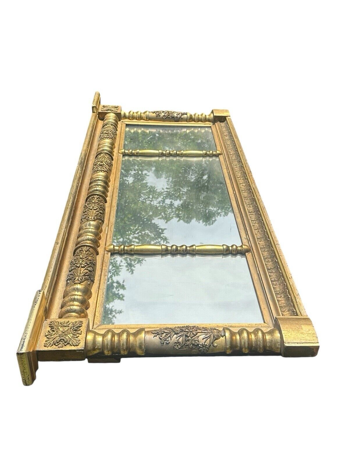 Antique Late Federal Period Giltwood Overmantle Mirror With Original Paper Label