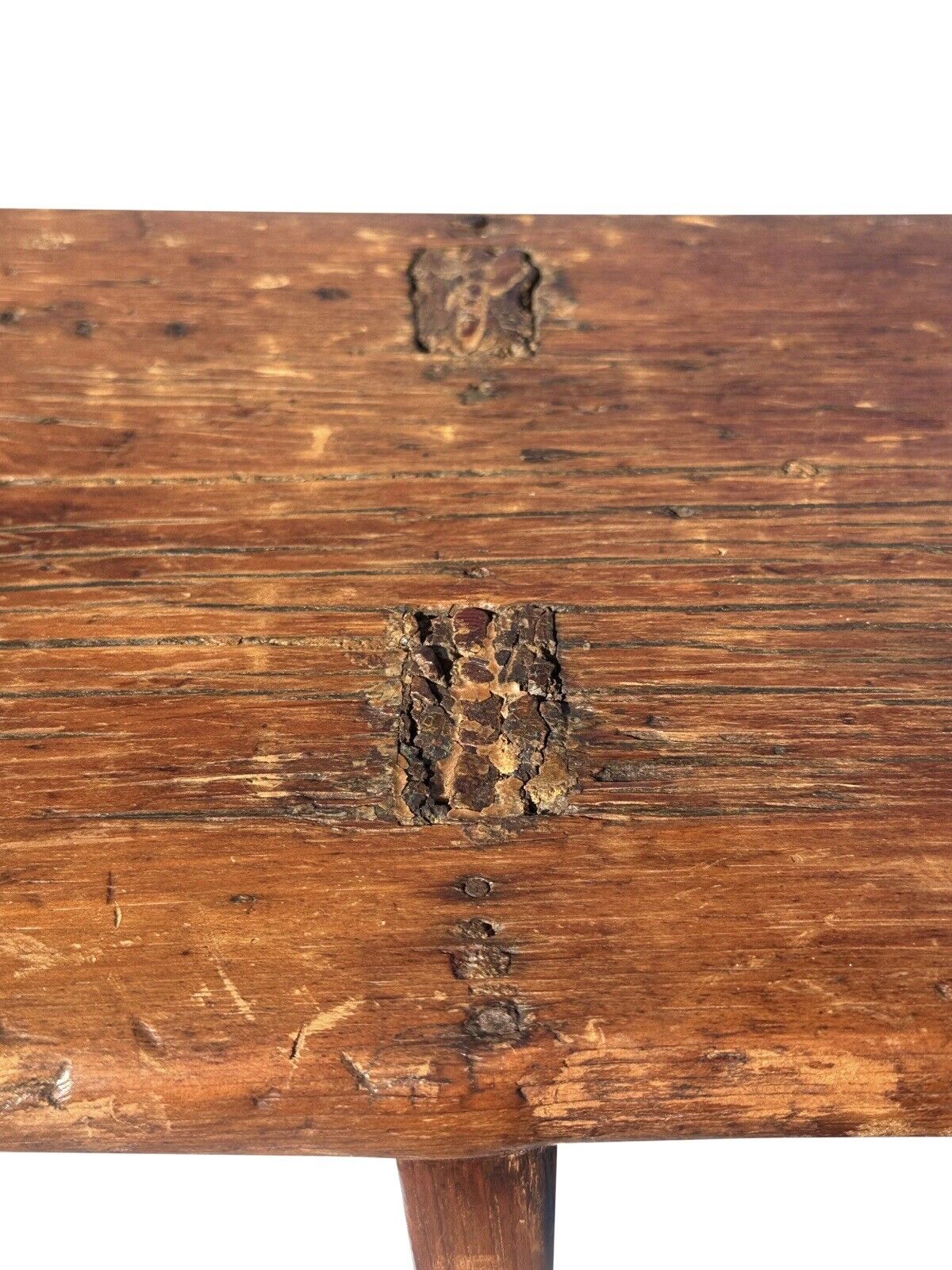 Antique Primitive Pine Nantucket Meetinghouse Bench With Half Moon Cutout Ends
