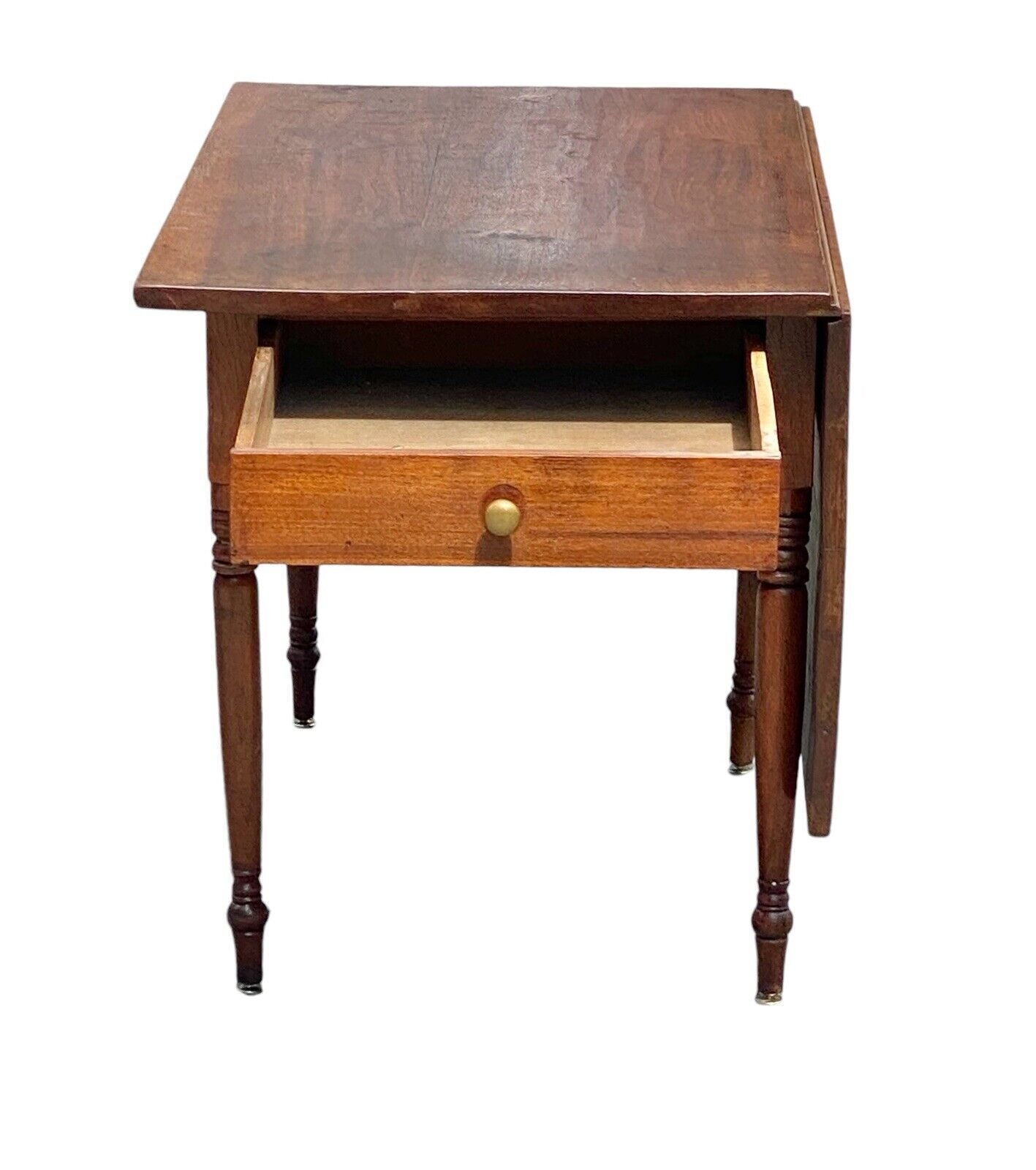 Antique Pennsylvania Walnut Country Dropleaf Bakers Table With Large Drawer