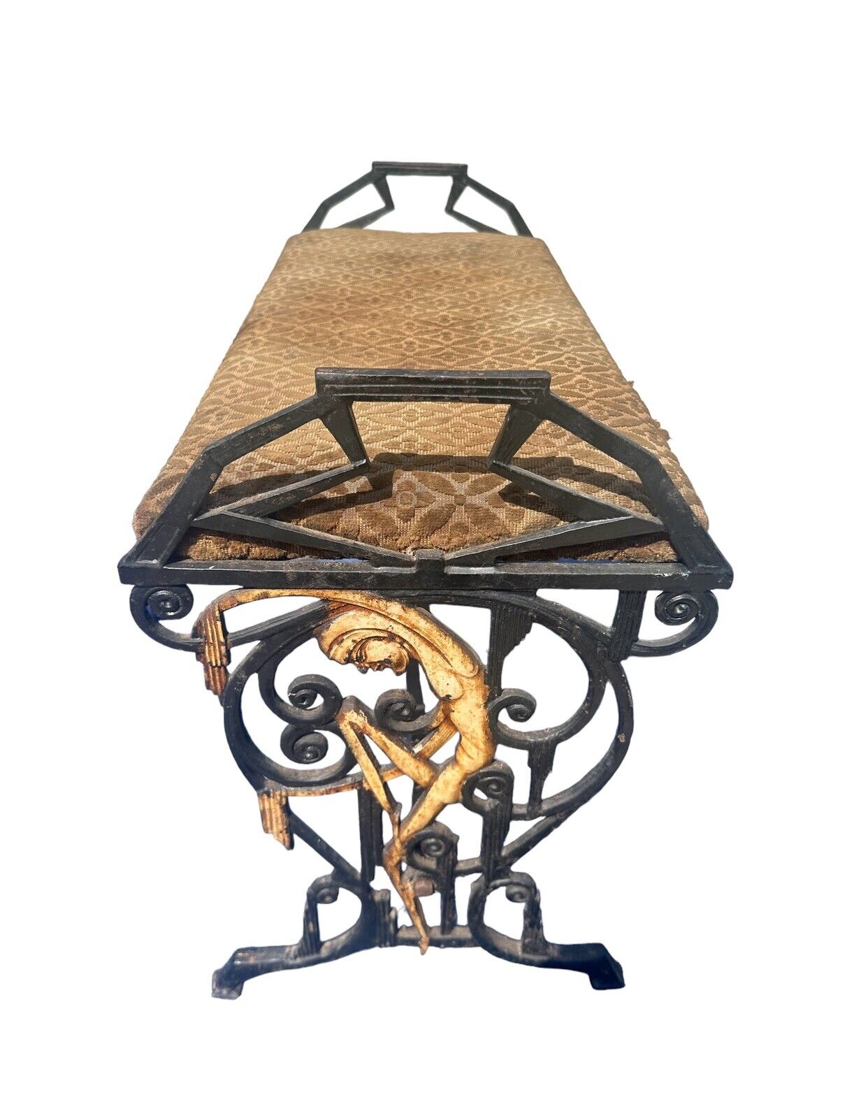 Antique Art Deco Cast Iron Vanity / Window Bench With Theatrical Dancing Figures