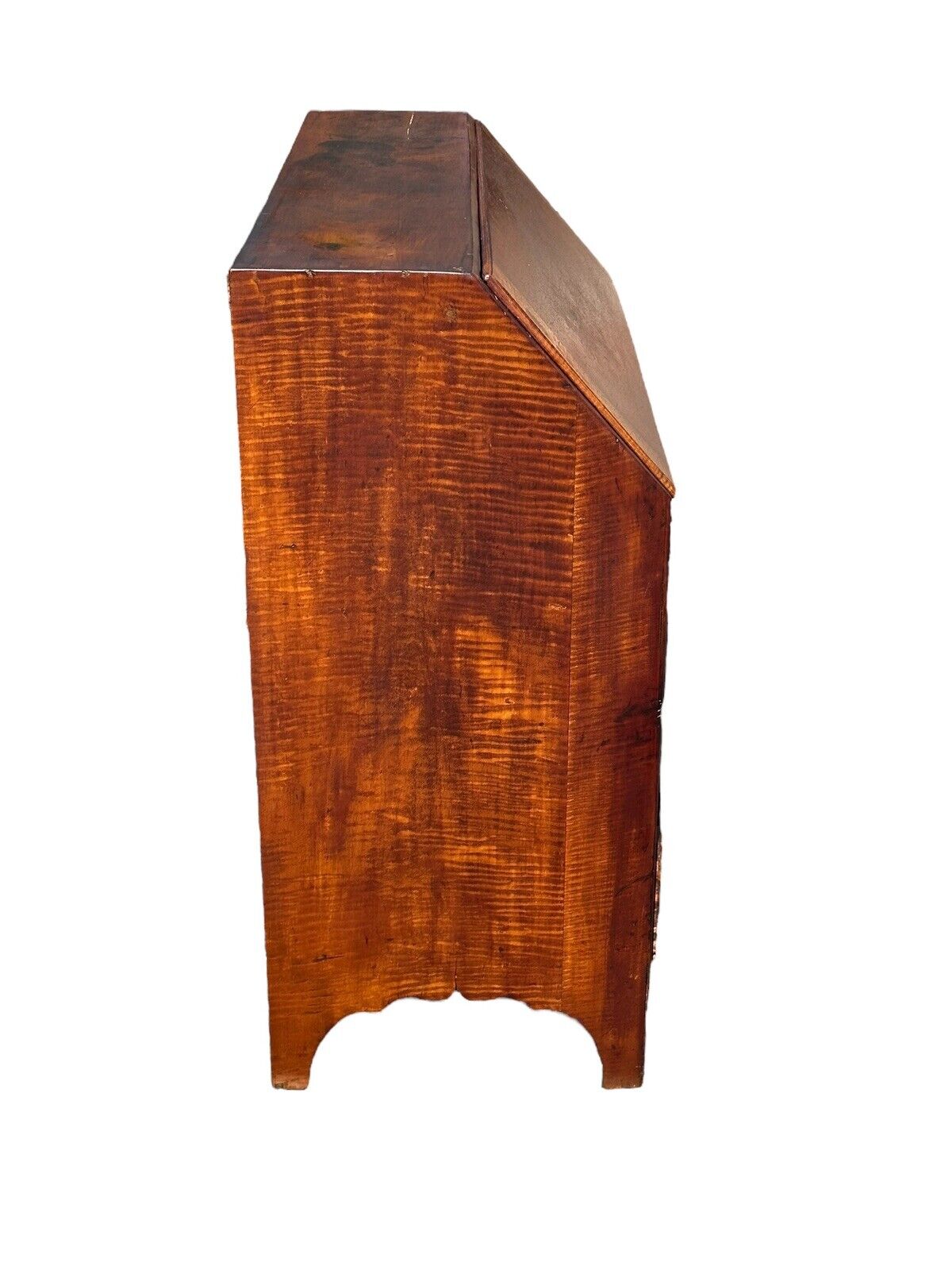 Antique Chippendale New England Tiger Maple & Cherry Slant Lid Desk Circa 1780