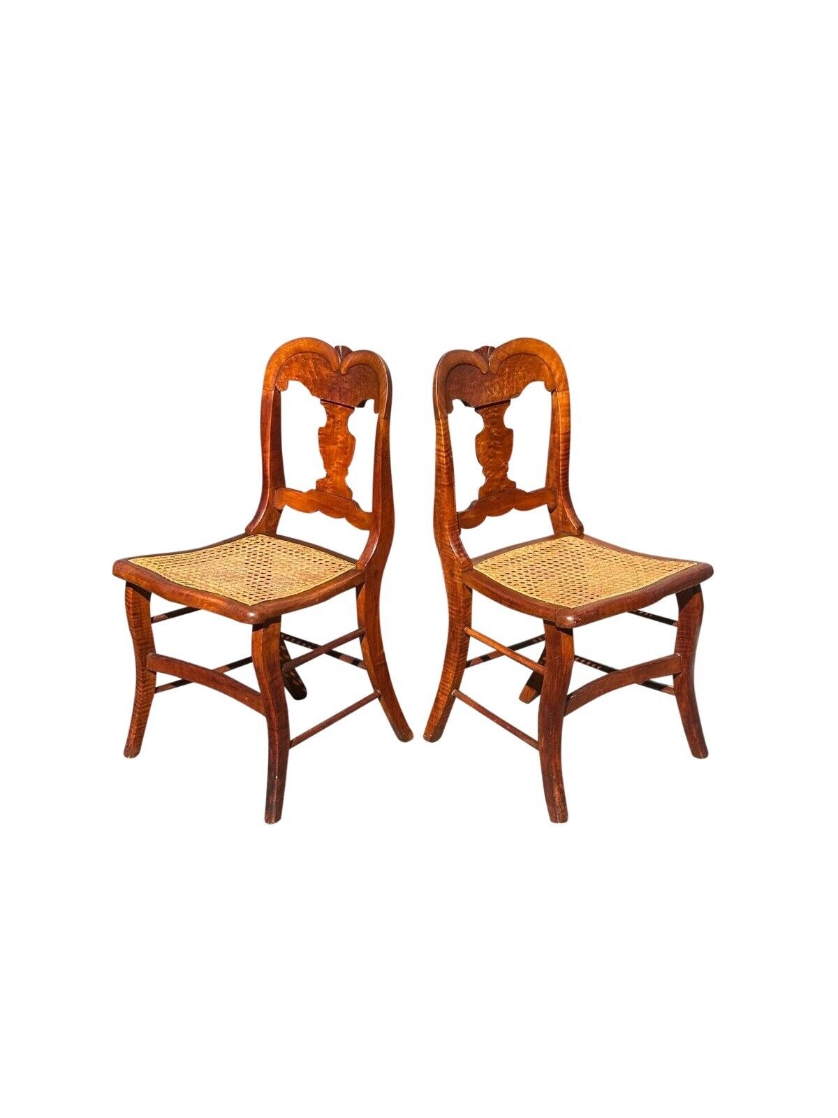 Set of Six Antique Federal Period Bird's Eye & Tiger Maple Country Dining Chairs