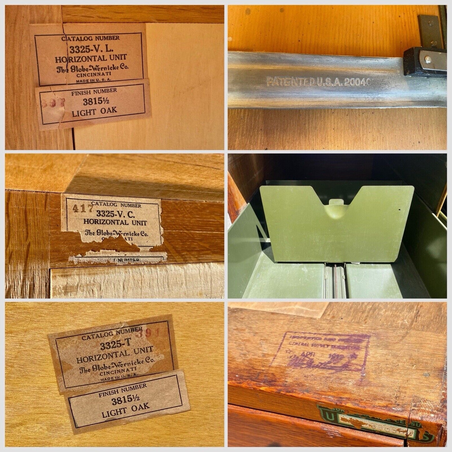 Antique Globe Wernicke Tiger Oak Legal Size File Cabinet / Oak Filing Cabinet