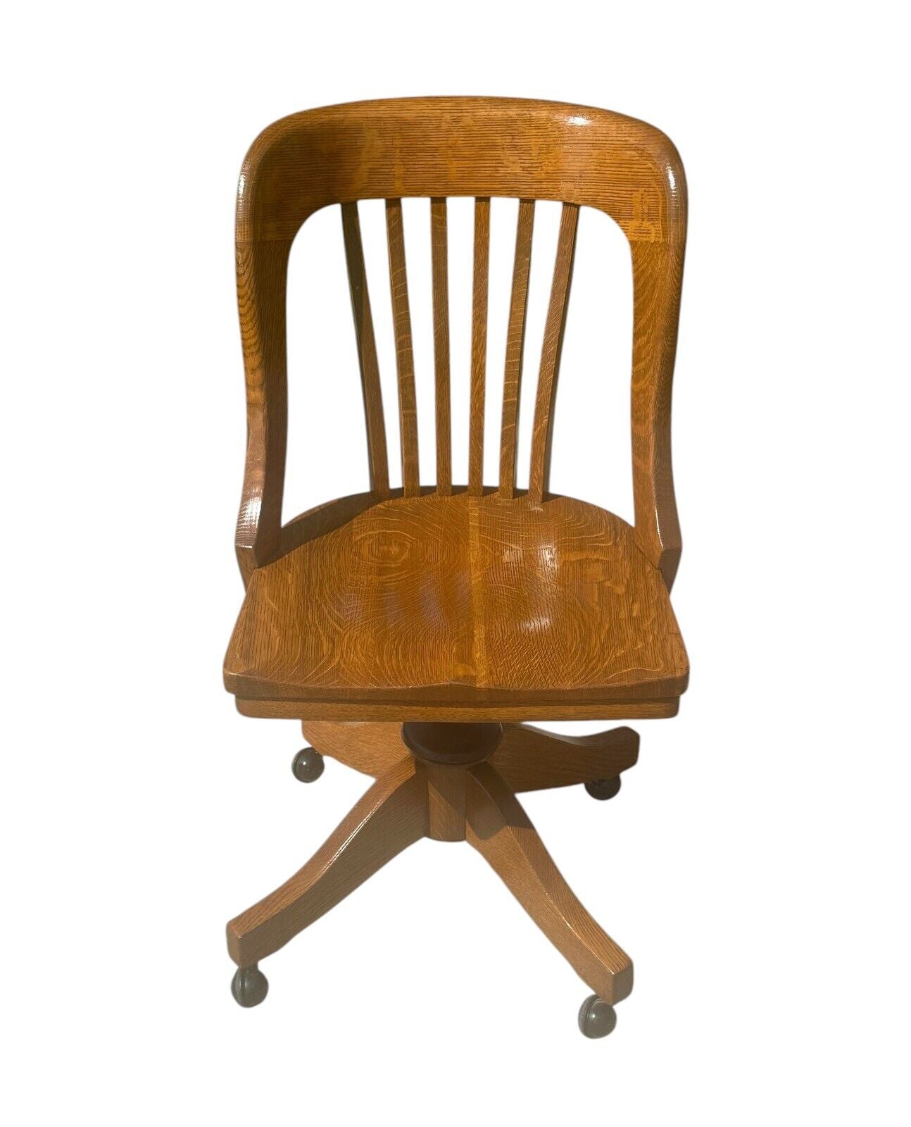 Antique Victorian Tiger Oak Swivel Desk Chair by Johnson Chair Company