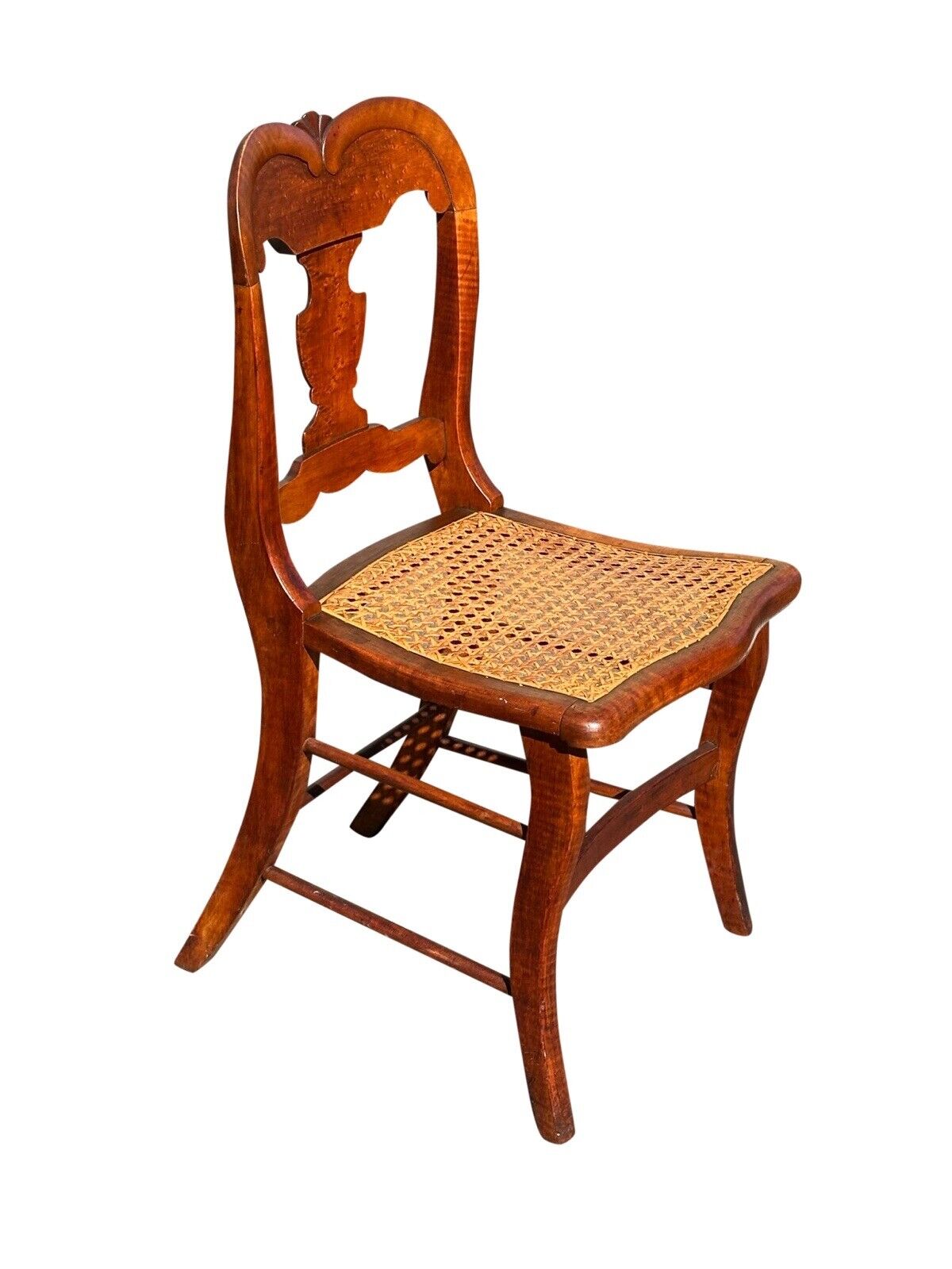Set of Six Antique Federal Period Bird's Eye & Tiger Maple Country Dining Chairs