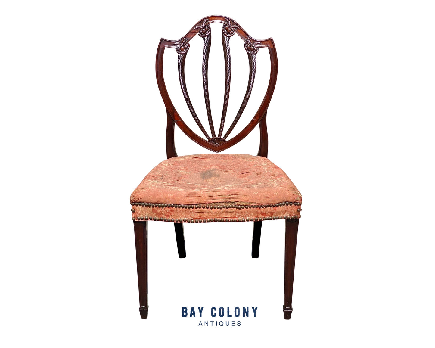 Important 18th Century Federal Shieldback Side Chair With Rare Cornucopia Design