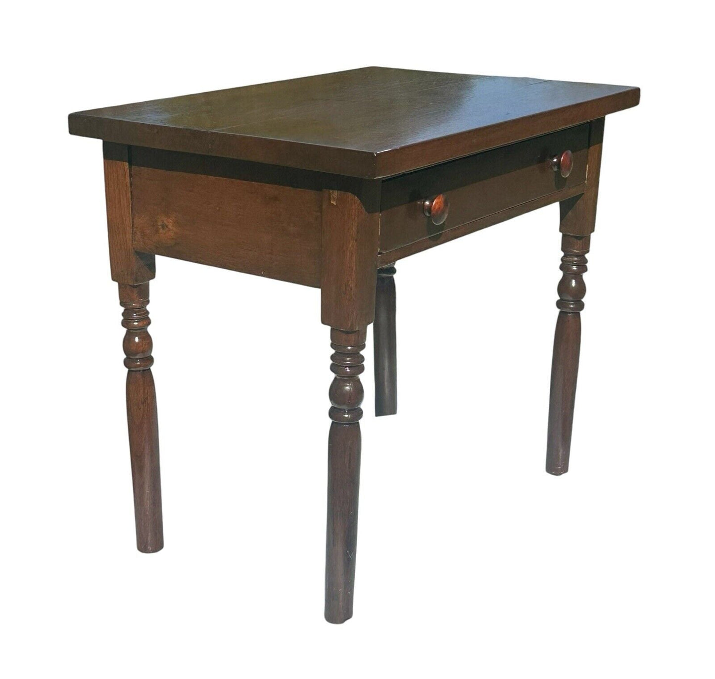Antique 19th Century Southern Walnut Sheraton Style Single Drawer Bedside Table - Bay Colony Antiques Home & Garden:Furniture:Tables