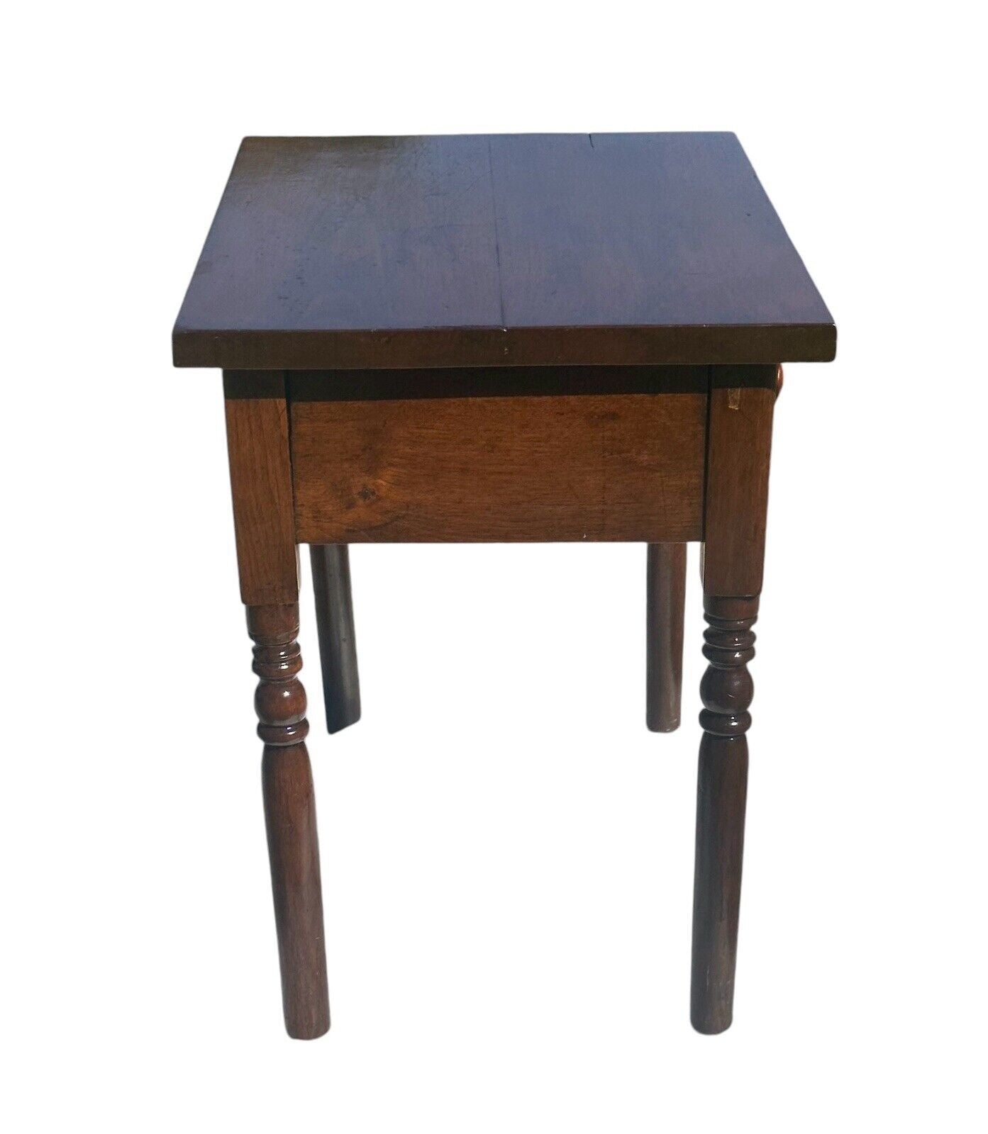 Antique 19th Century Southern Walnut Sheraton Style Single Drawer Bedside Table - Bay Colony Antiques Home & Garden:Furniture:Tables