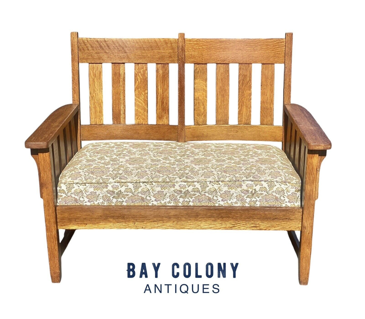 Antique Arts & Crafts / Mission Oak Settee Bench - Bay Colony Antiques Antiques:Furniture:Sofas & Chaises