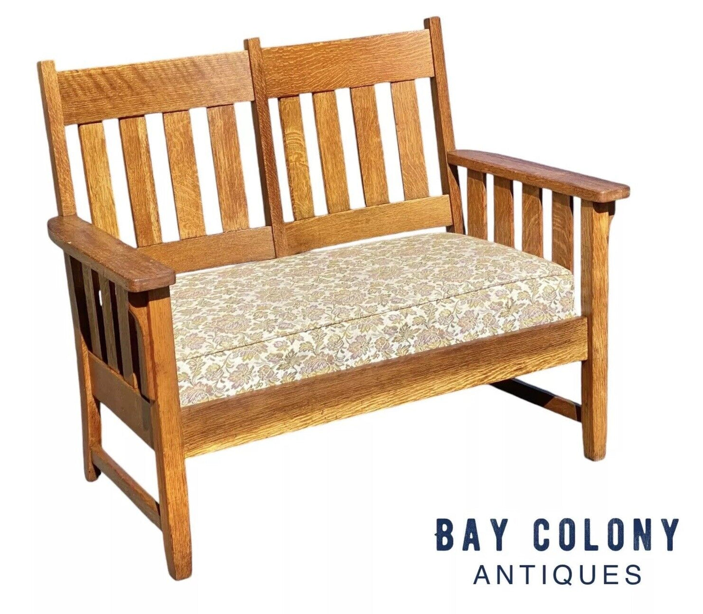 Antique Arts & Crafts / Mission Oak Settee Bench - Bay Colony Antiques Antiques:Furniture:Sofas & Chaises