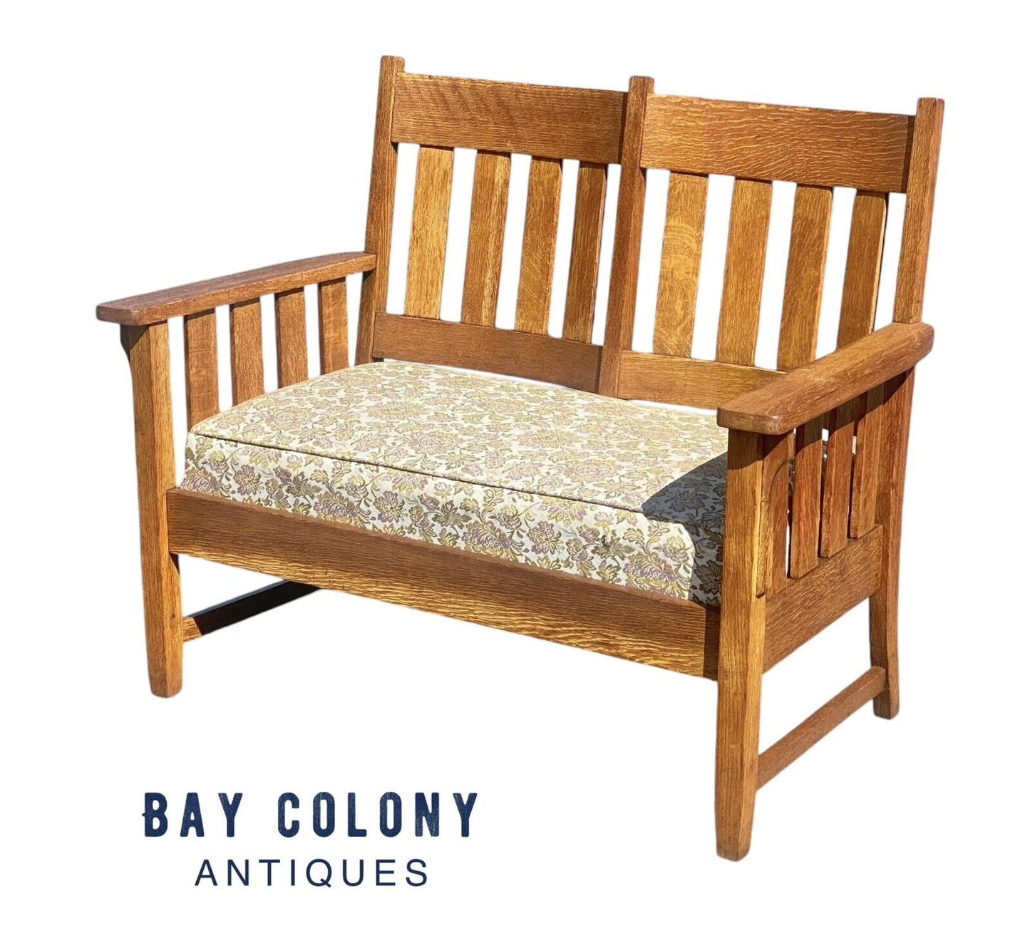 Antique Arts & Crafts / Mission Oak Settee Bench - Bay Colony Antiques Antiques:Furniture:Sofas & Chaises