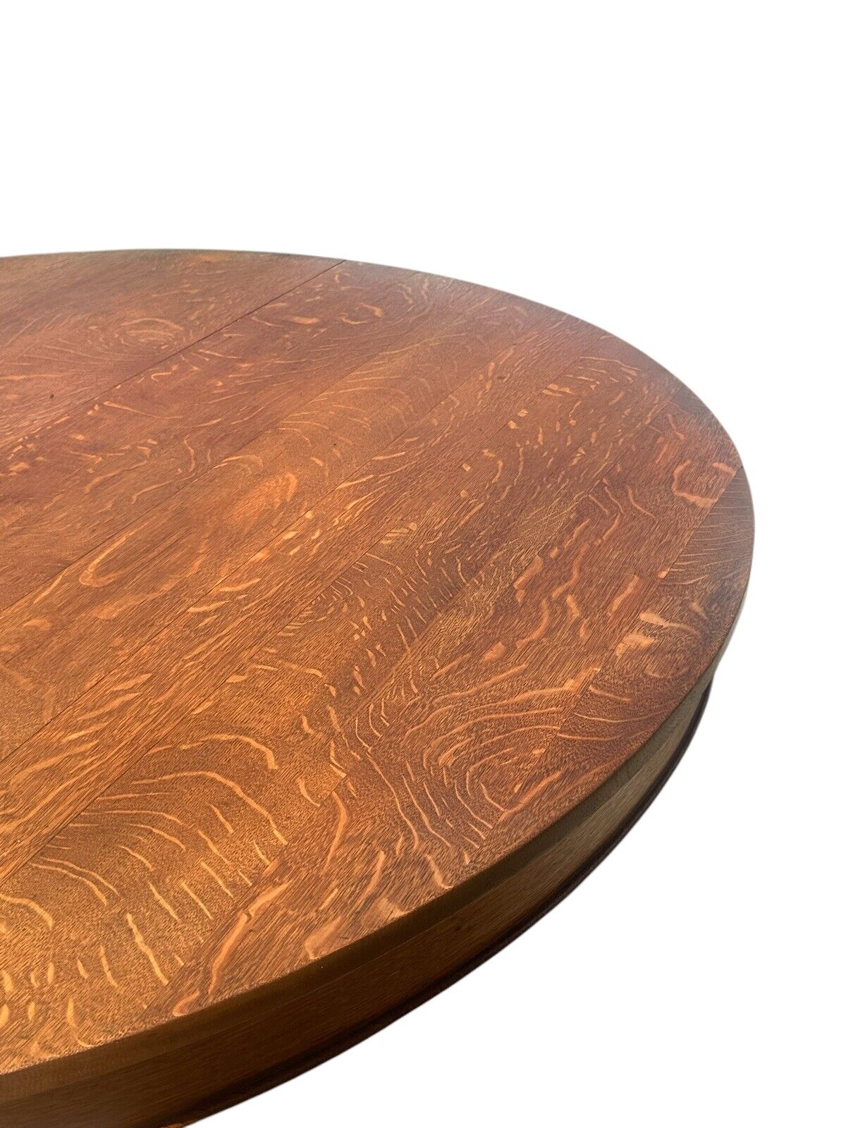 Antique Arts & Crafts Tiger Oak Dining Table on Pedestal Base With 54" Round Top - Bay Colony Antiques Antiques:Furniture:Tables