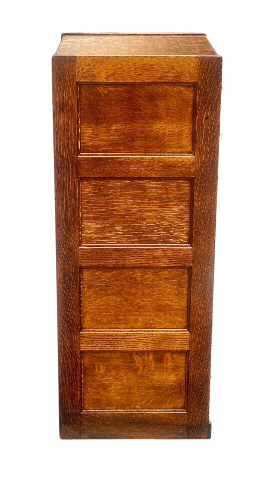 Antique Arts & Crafts Tiger Oak Raised Panel Fourteen Drawer Index File Cabinet - Bay Colony Antiques Antiques:Furniture:Cabinets & Cupboards