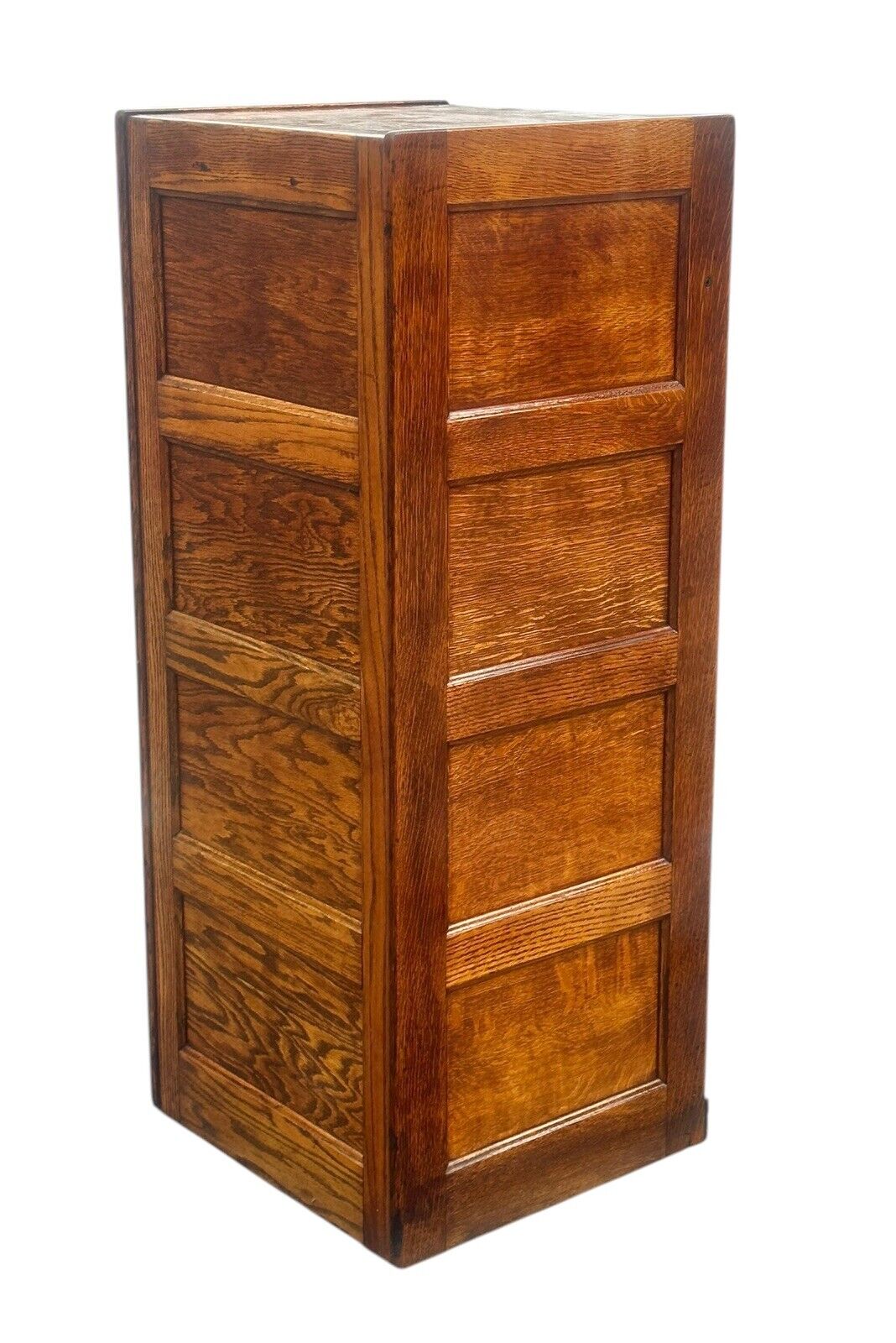 Antique Arts & Crafts Tiger Oak Raised Panel Fourteen Drawer Index File Cabinet - Bay Colony Antiques Antiques:Furniture:Cabinets & Cupboards