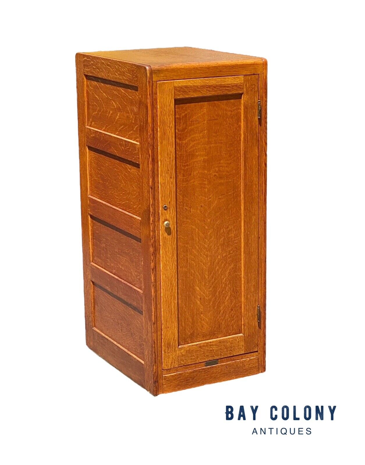 Antique Arts & Crafts Tiger Oak Raised Panel Library Office Cabinet by Derby - Bay Colony Antiques Antiques:Furniture:Cabinets & Cupboards
