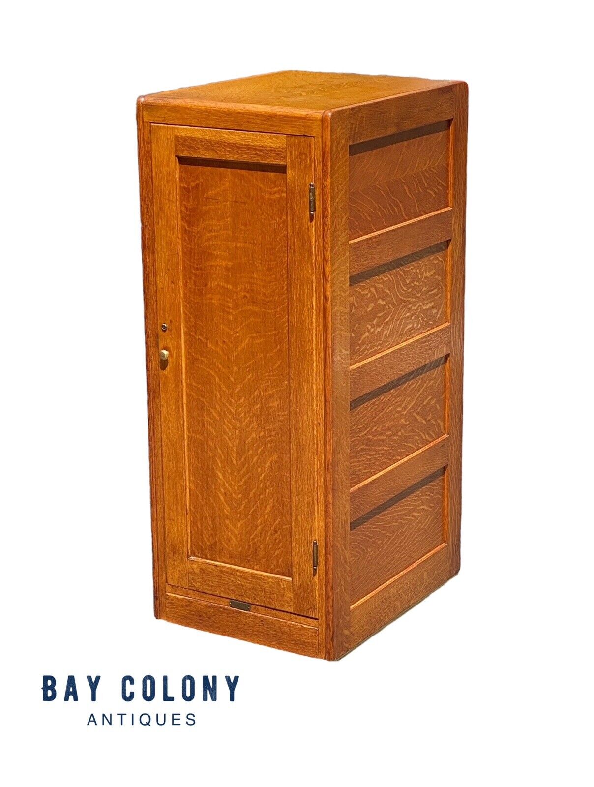 Antique Arts & Crafts Tiger Oak Raised Panel Library Office Cabinet by Derby - Bay Colony Antiques Antiques:Furniture:Cabinets & Cupboards