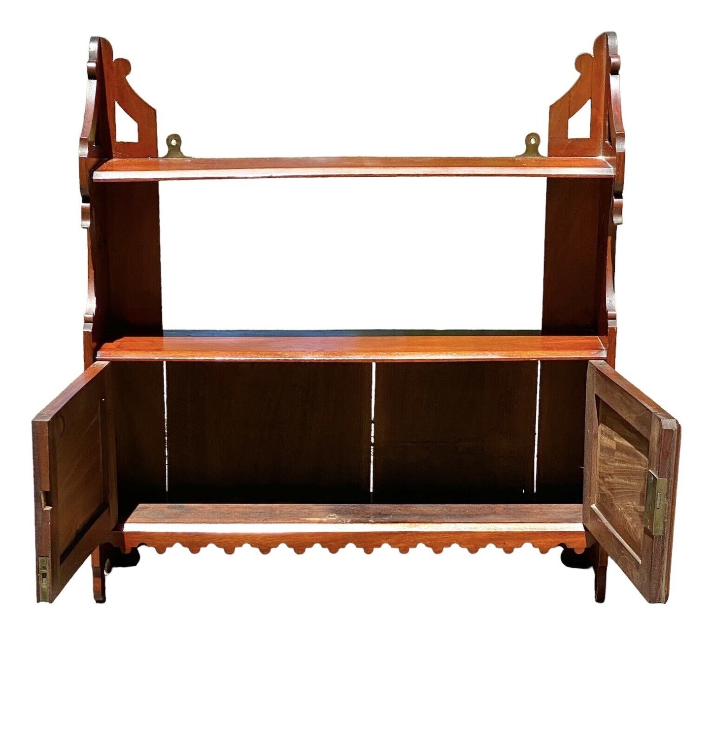 Antique Chippendale Style Mahogany Wall Cabinet or Cupboard With Display Shelves - Bay Colony Antiques Home & Garden:Furniture:Bookcases & Shelving