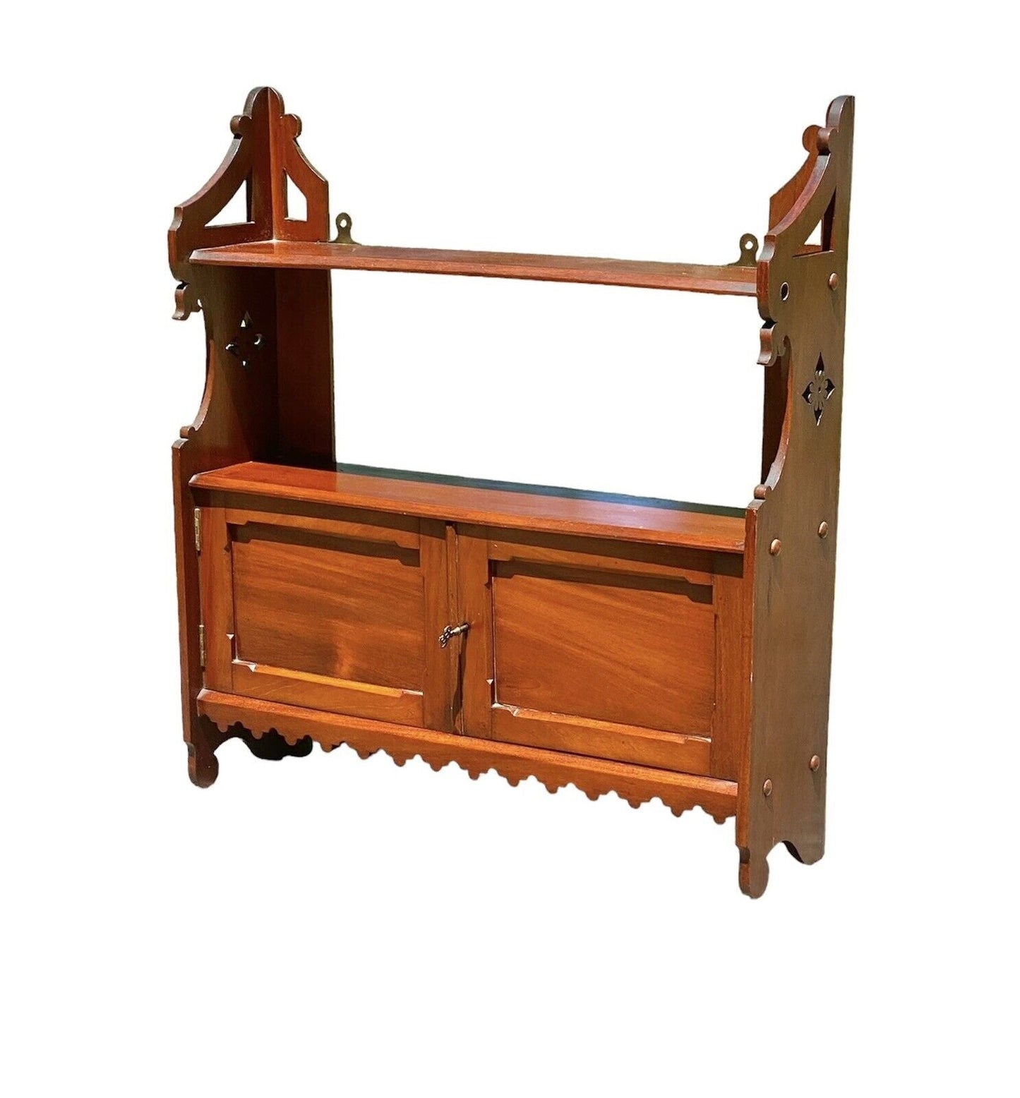Antique Chippendale Style Mahogany Wall Cabinet or Cupboard With Display Shelves - Bay Colony Antiques Home & Garden:Furniture:Bookcases & Shelving