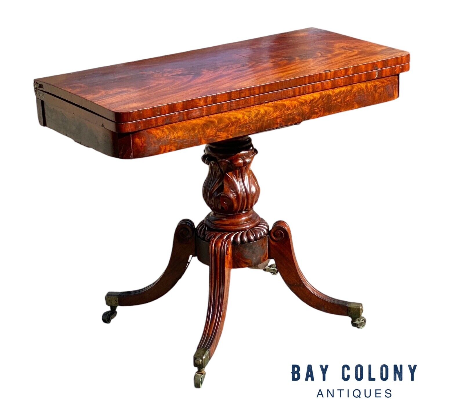 Antique Duncan Phyfe Mahogany Card Table / Console Table - New York CA 1820 - Bay Colony Antiques Antiques:Furniture:Tables