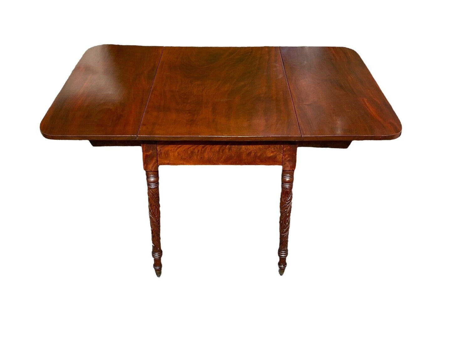 Antique Mahogany Drop Leaf Table with Acanthus Carved Legs - NYC CA 1810 - Bay Colony Antiques Antiques:Furniture:Tables
