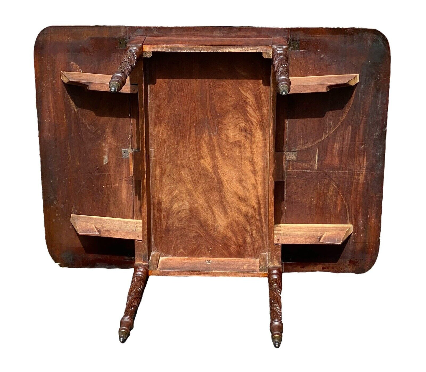 Antique Mahogany Drop Leaf Table with Acanthus Carved Legs - NYC CA 1810 - Bay Colony Antiques Antiques:Furniture:Tables