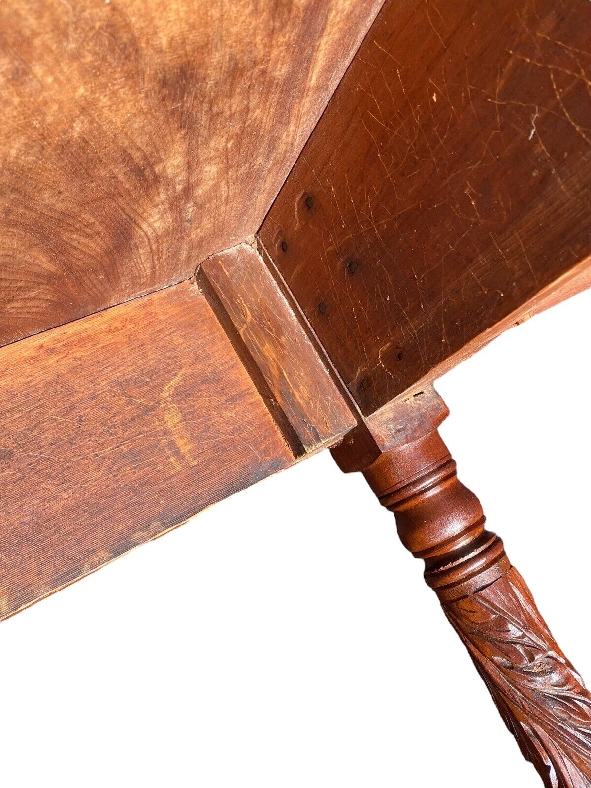 Antique Mahogany Drop Leaf Table with Acanthus Carved Legs - NYC CA 1810 - Bay Colony Antiques Antiques:Furniture:Tables