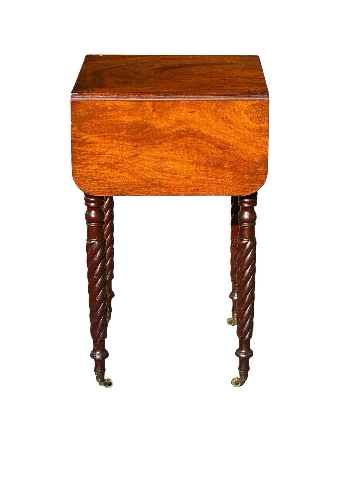 Antique Massachusetts 3 Drawer Dropleaf Worktable With Rope Carved Legs - Bay Colony Antiques Antiques:Furniture:Tables