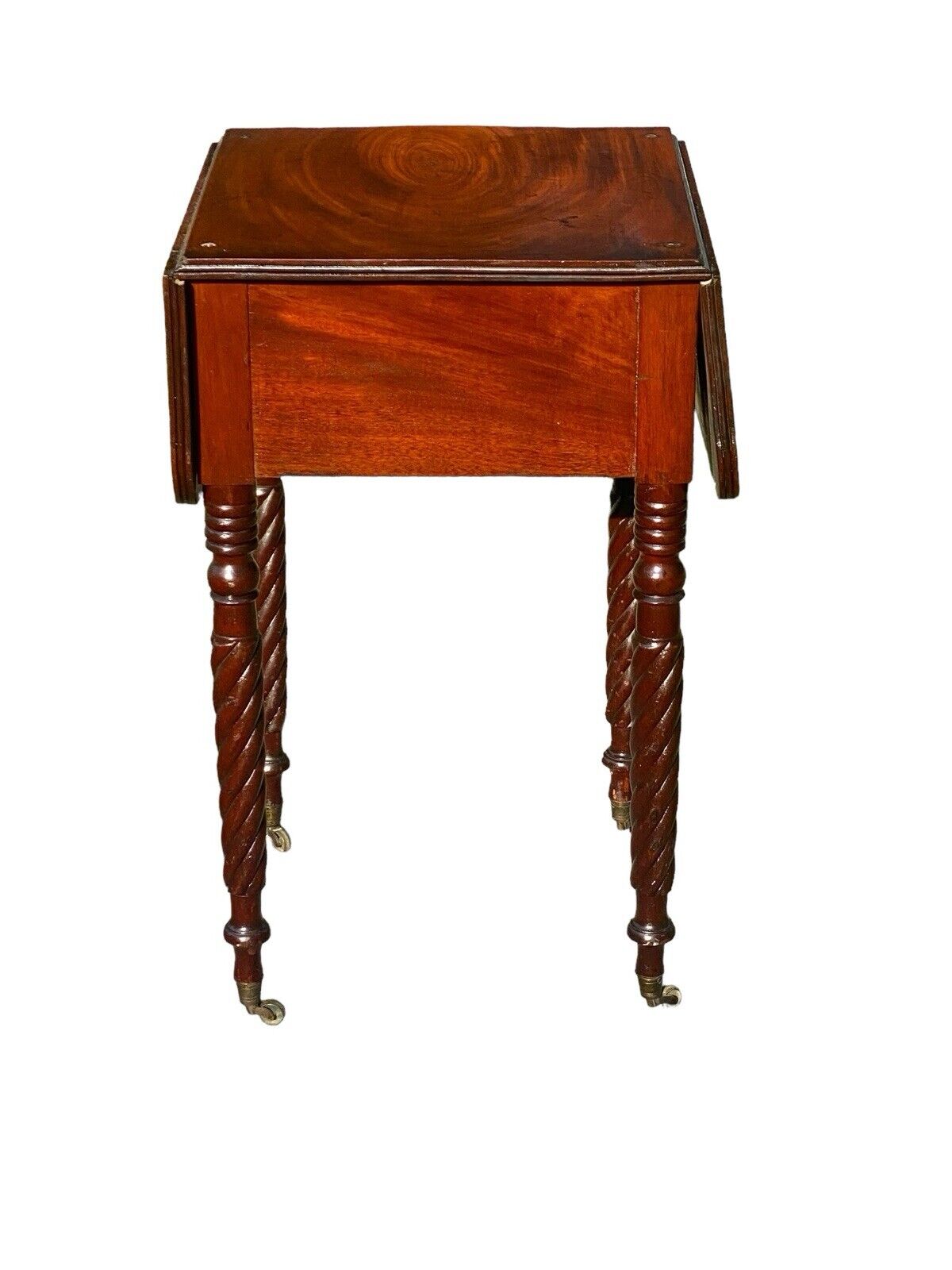 Antique Massachusetts 3 Drawer Dropleaf Worktable With Rope Carved Legs - Bay Colony Antiques Antiques:Furniture:Tables