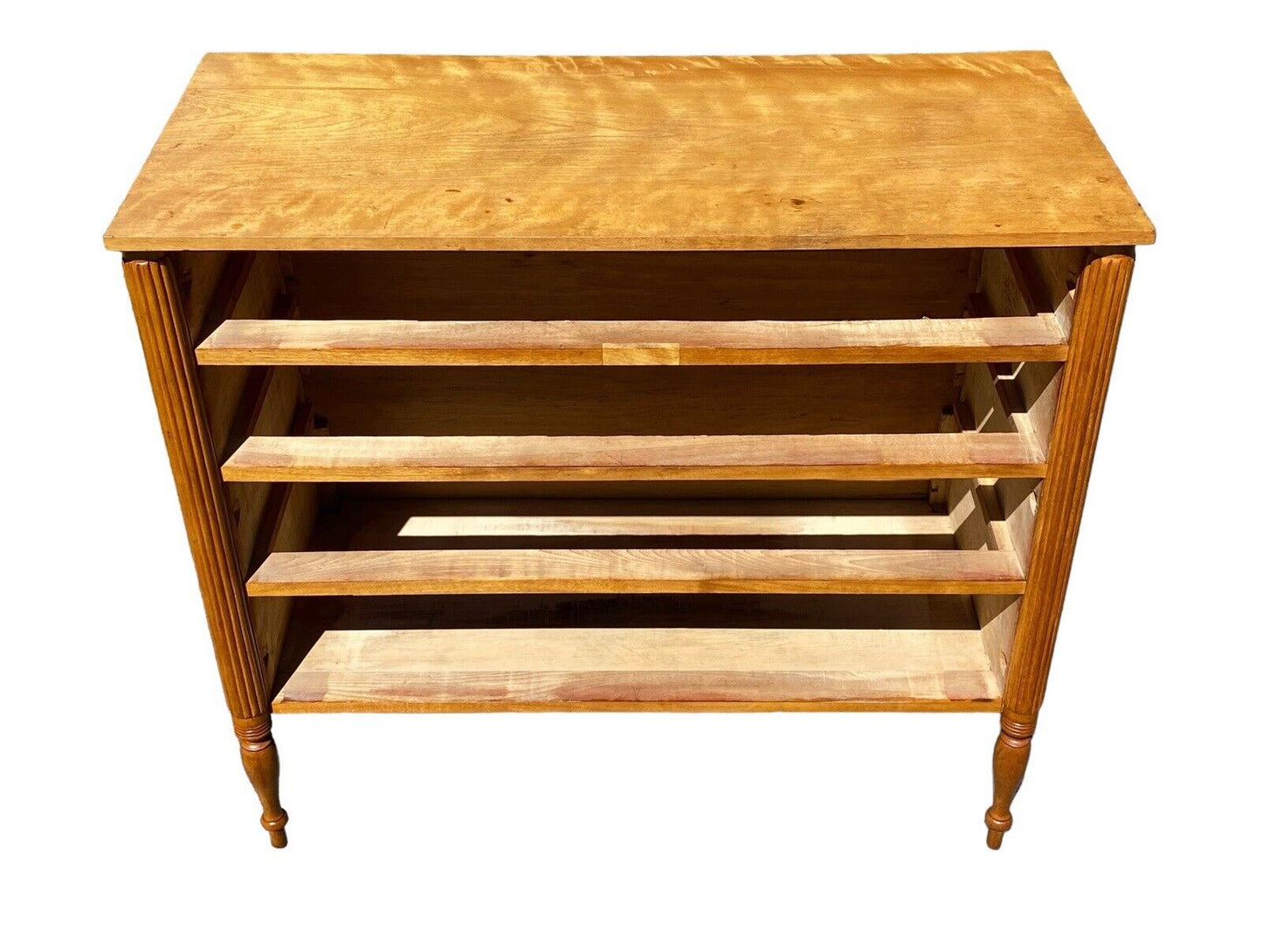 Antique New Hampshire Flame Birch Sheraton Chest Of Drawers / Dresser - Bay Colony Antiques Antiques:Furniture:Dressers & Chests of Drawers