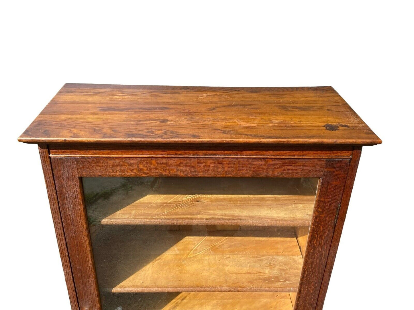 Antique Oak Bookcase / Display Cabinet with Glass Door - Larkin - Bay Colony Antiques Antiques:Furniture:Cabinets & Cupboards