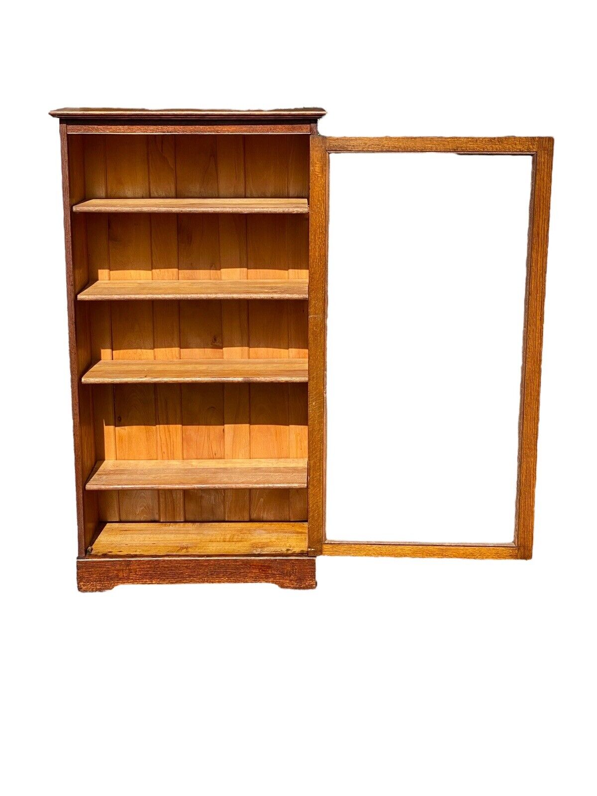 Antique Oak Bookcase / Display Cabinet with Glass Door - Larkin - Bay Colony Antiques Antiques:Furniture:Cabinets & Cupboards
