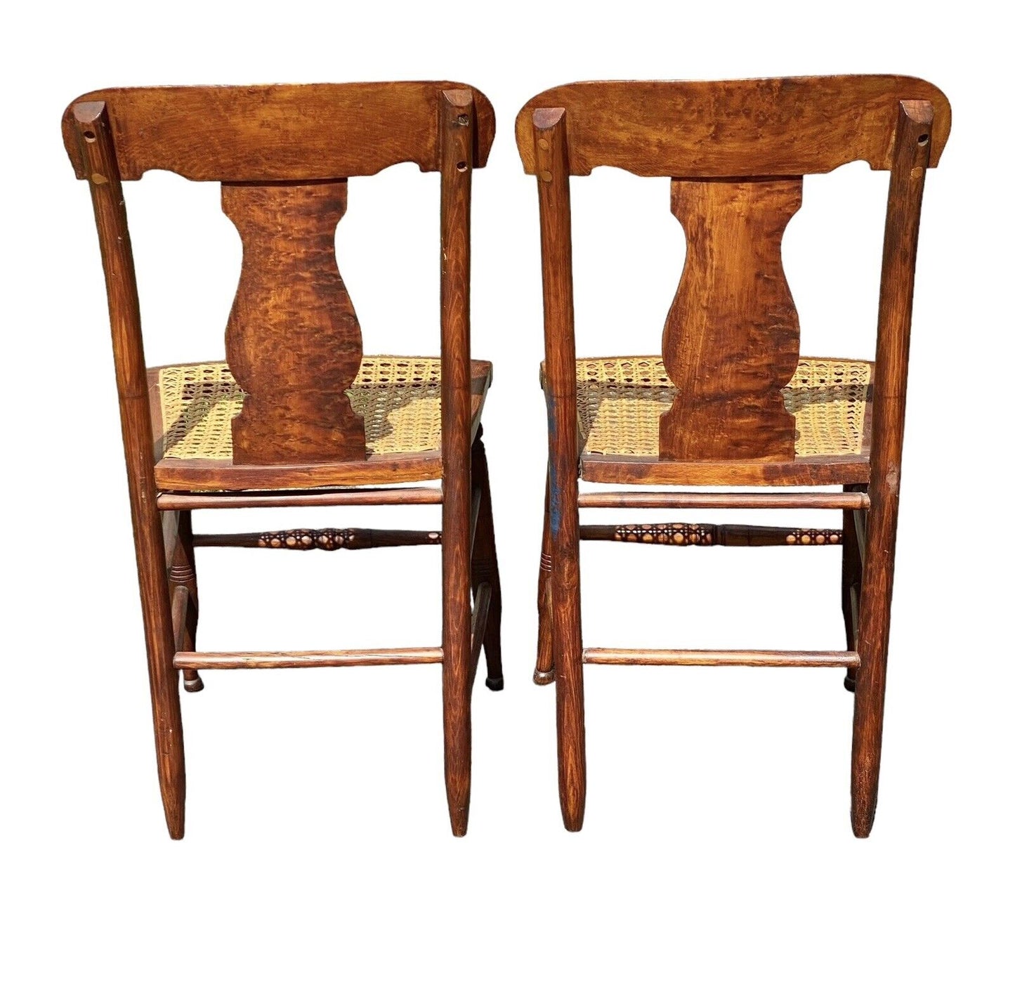 Antique Pair of Birds Eye Maple Country Chairs - Bay Colony Antiques Antiques:Furniture:Chairs