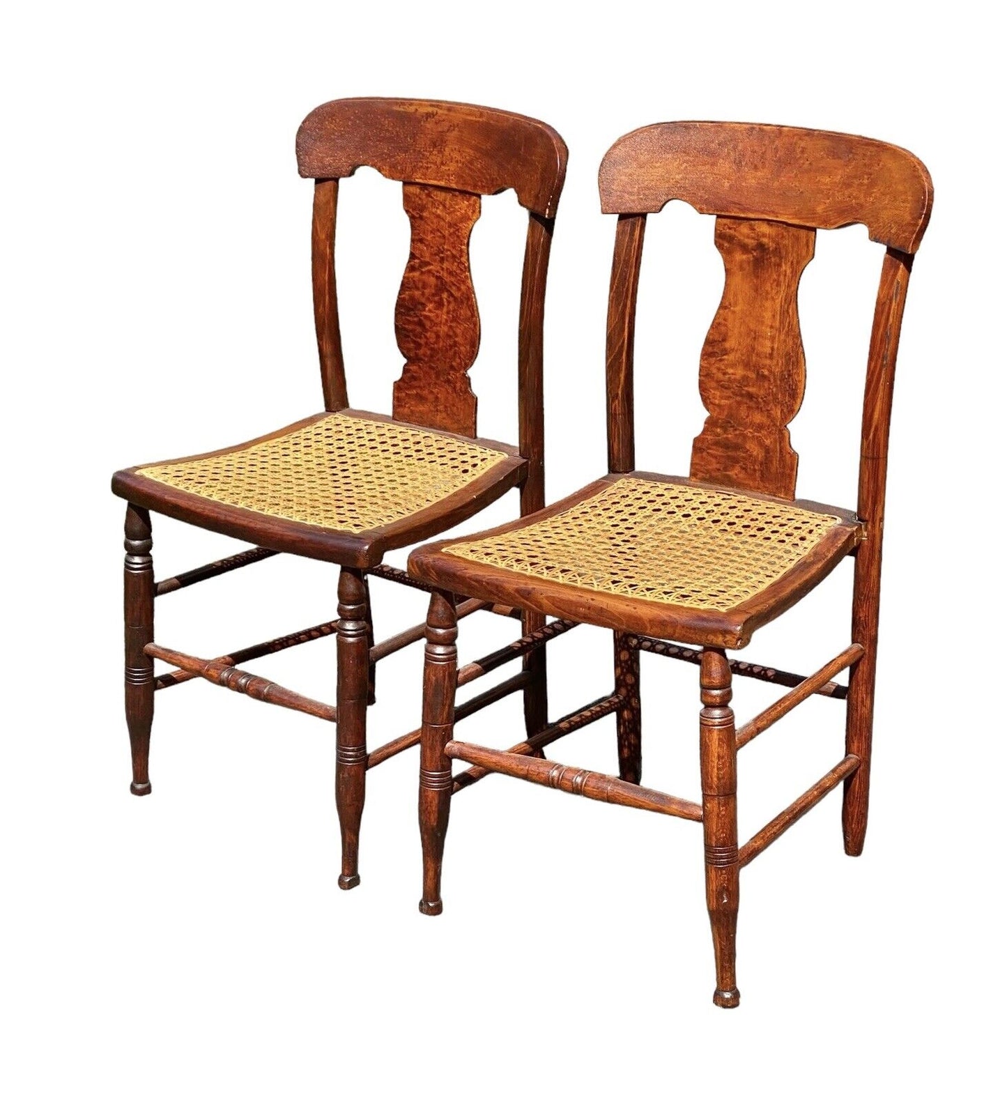 Antique Pair of Birds Eye Maple Country Chairs - Bay Colony Antiques Antiques:Furniture:Chairs