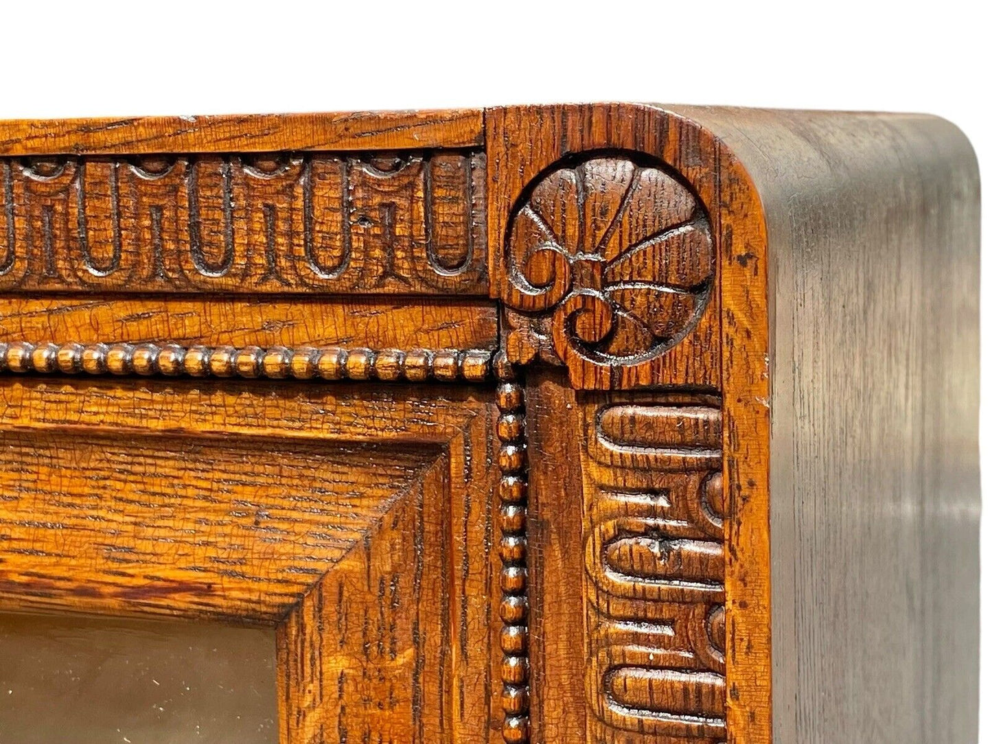 Antique Victorian Oak Double Door Bookcase / Cabinet With Shell Carved Corners - Bay Colony Antiques Antiques:Furniture:Cabinets & Cupboards