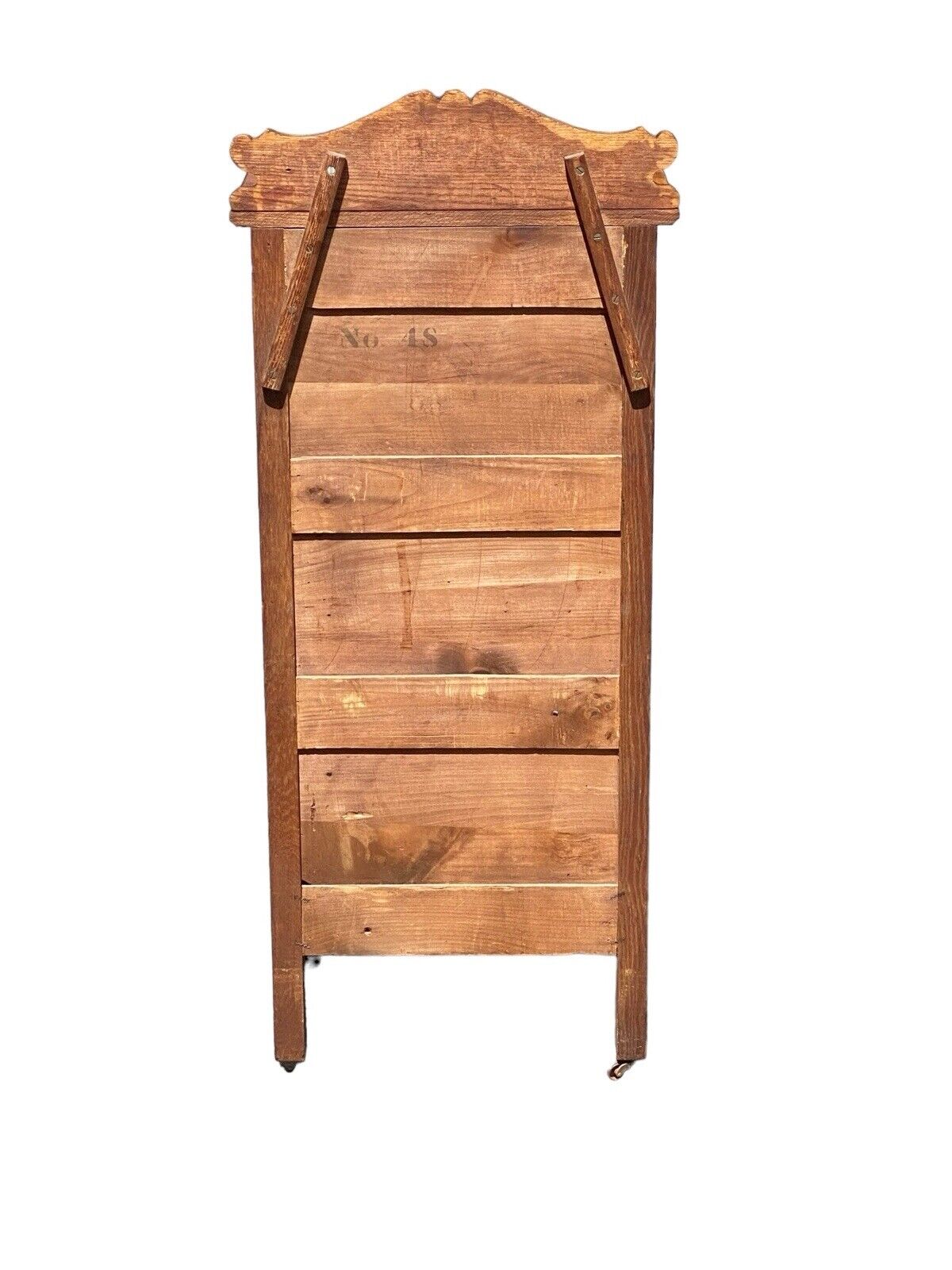 Antique Victorian Oak Five Drawer Lingerie Chest With Scrolled & Carved Gallery - Bay Colony Antiques Antiques:Furniture:Dressers & Chests of Drawers