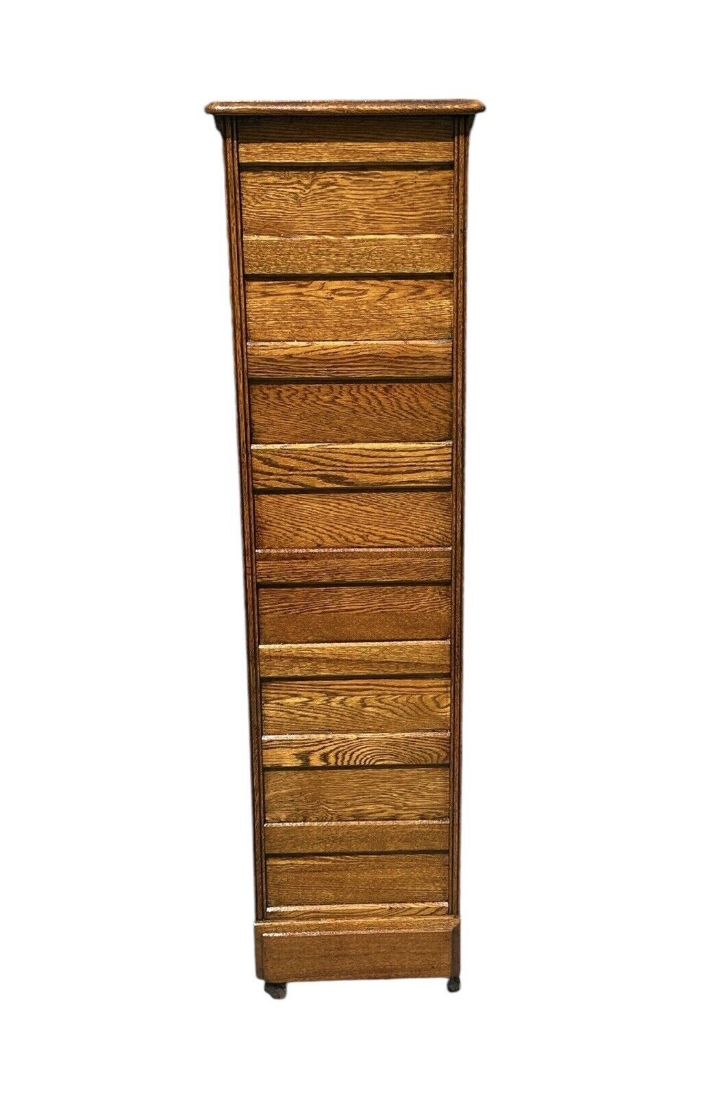 Antique Victorian Oak Raised Panel Eight Drawer Cabinet - Pull Out Writing Shelf - Bay Colony Antiques Antiques:Furniture:Cabinets & Cupboards
