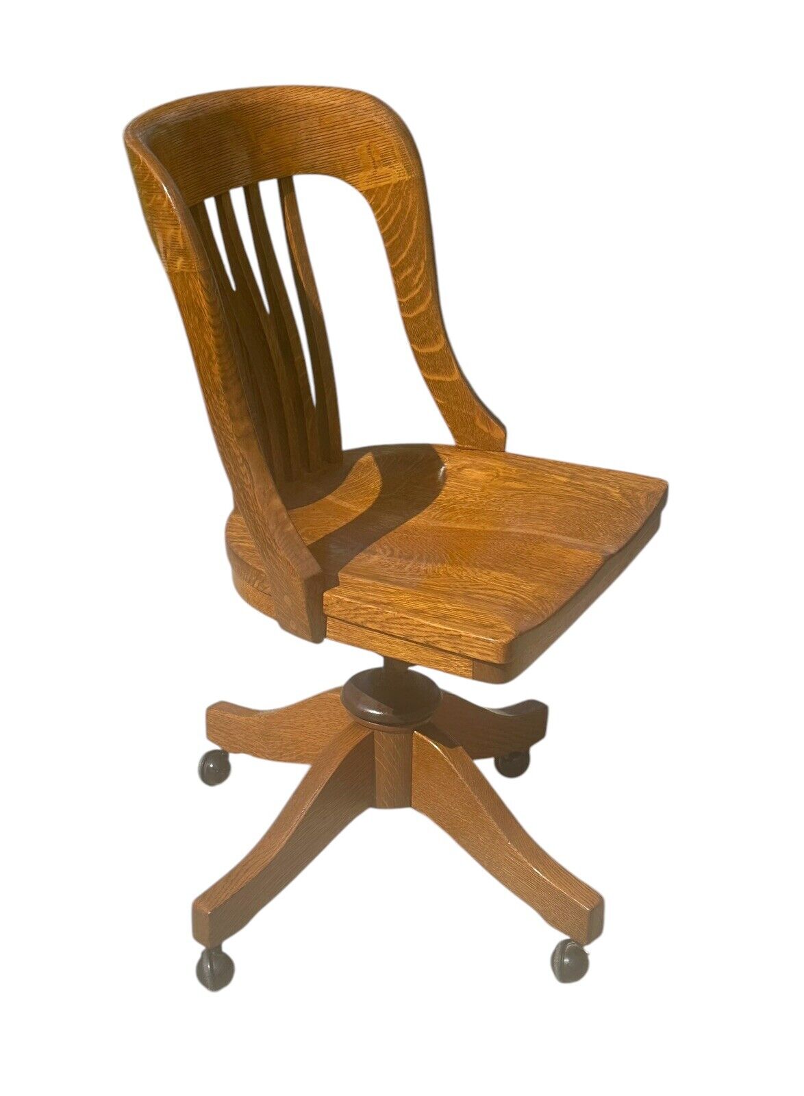 Antique Victorian Tiger Oak Swivel Desk Chair by Johnson Chair Company - Bay Colony Antiques Antiques:Furniture:Chairs