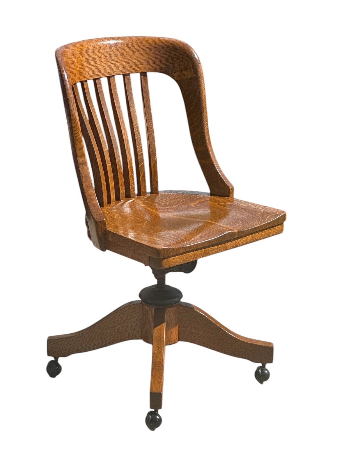 Antique Victorian Tiger Oak Swivel Desk Chair by Johnson Chair Company - Bay Colony Antiques Antiques:Furniture:Chairs