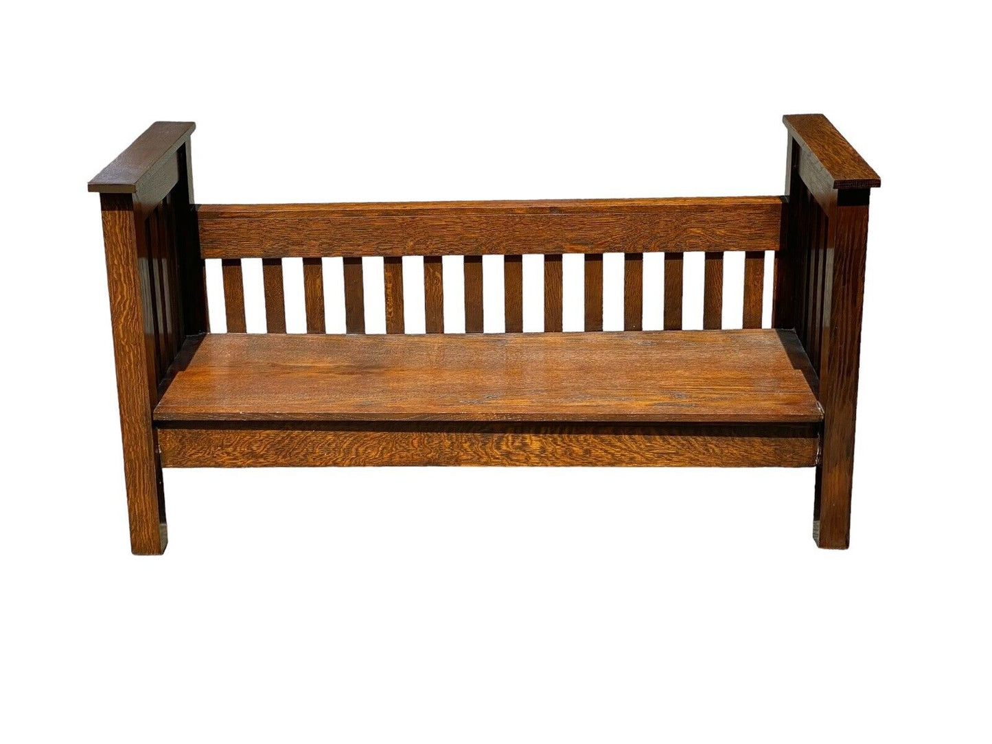 Arts & Crafts Style Settle Bench / Mission Bench with Low Back - Bay Colony Antiques Antiques:Furniture:Benches & Stools